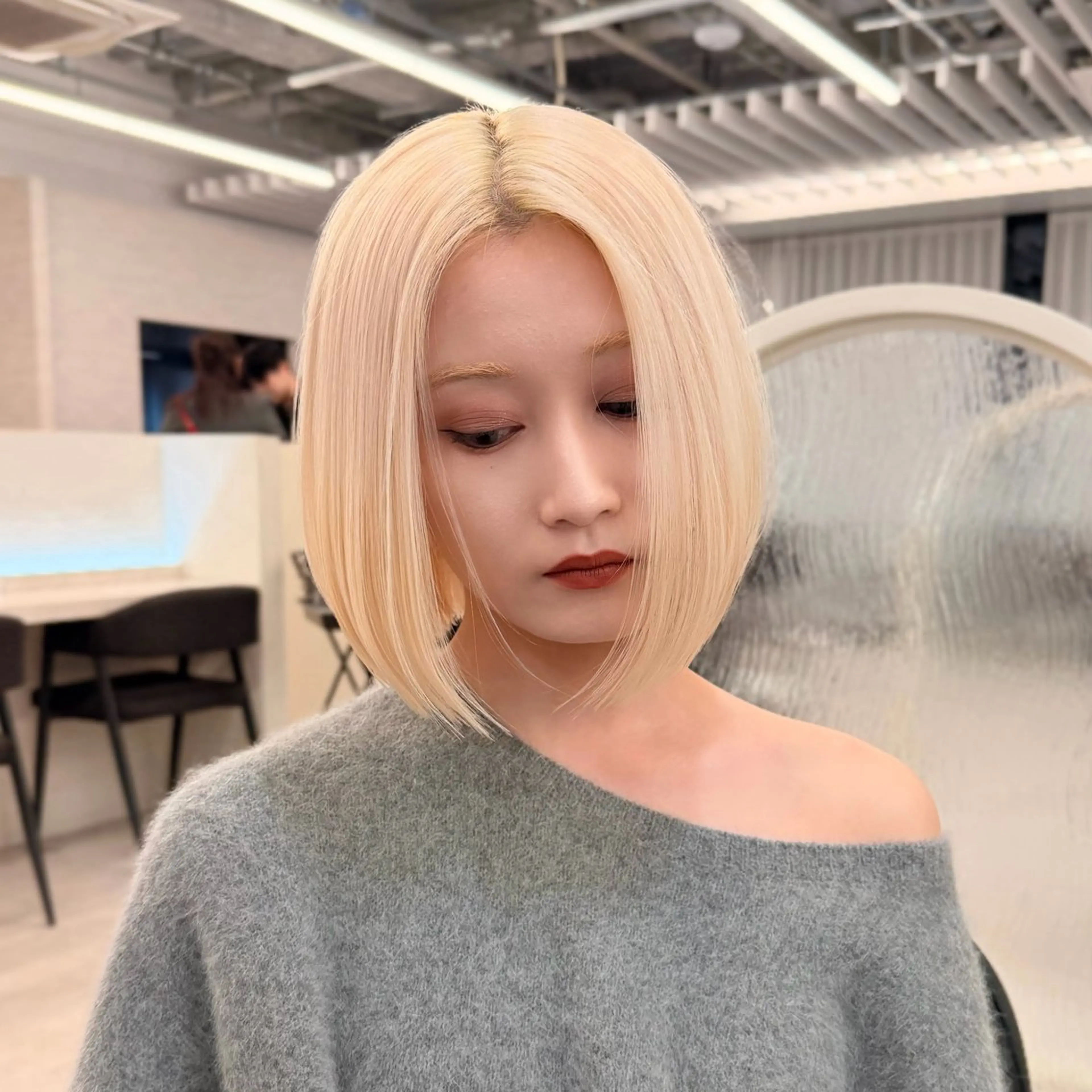 ミディアム カラー ブリーチ ボブ カット ヘアカラー 韓国メンズヘア☆ 韓国ヘアYUTOのヘアスタイル