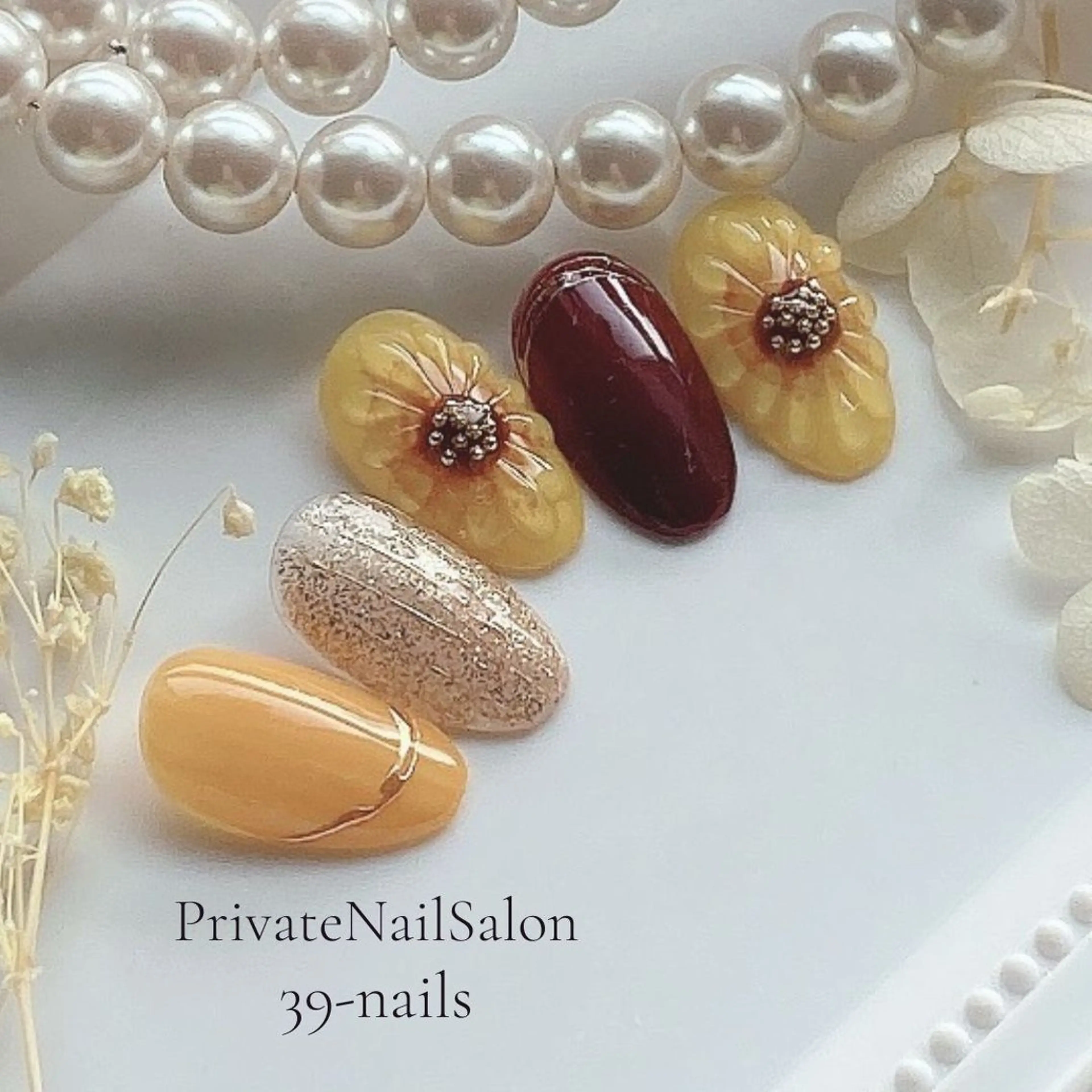 ネイル フラワーネイル ジェルネイル 持ち込み ニュアンスネイル パラジェル ハンドネイル 39-nails EharaMikuのネイルデザイン