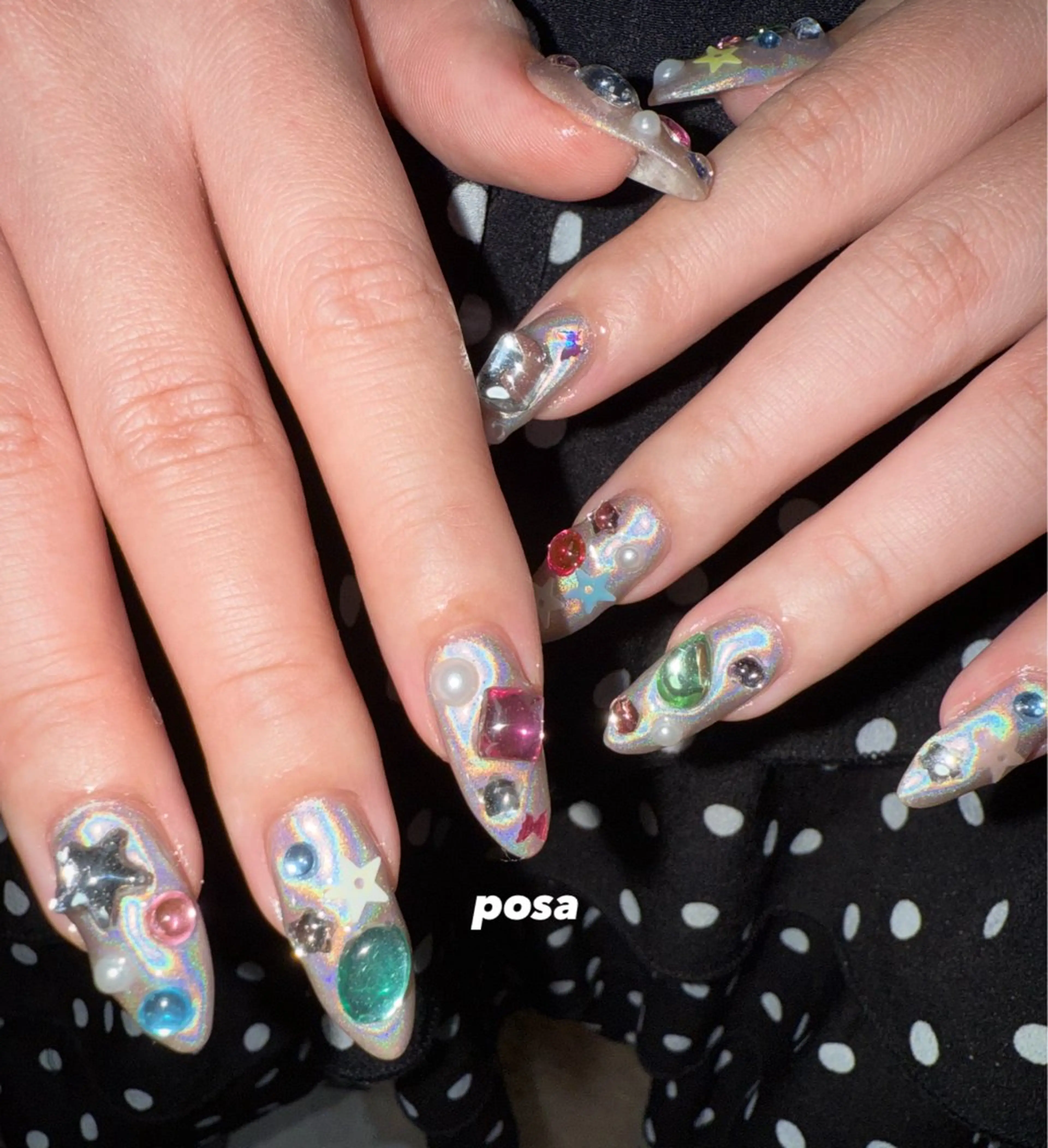 ネイル ミラーネイル シンプルネイル ハンドネイル posa nail モエミのネイルデザイン