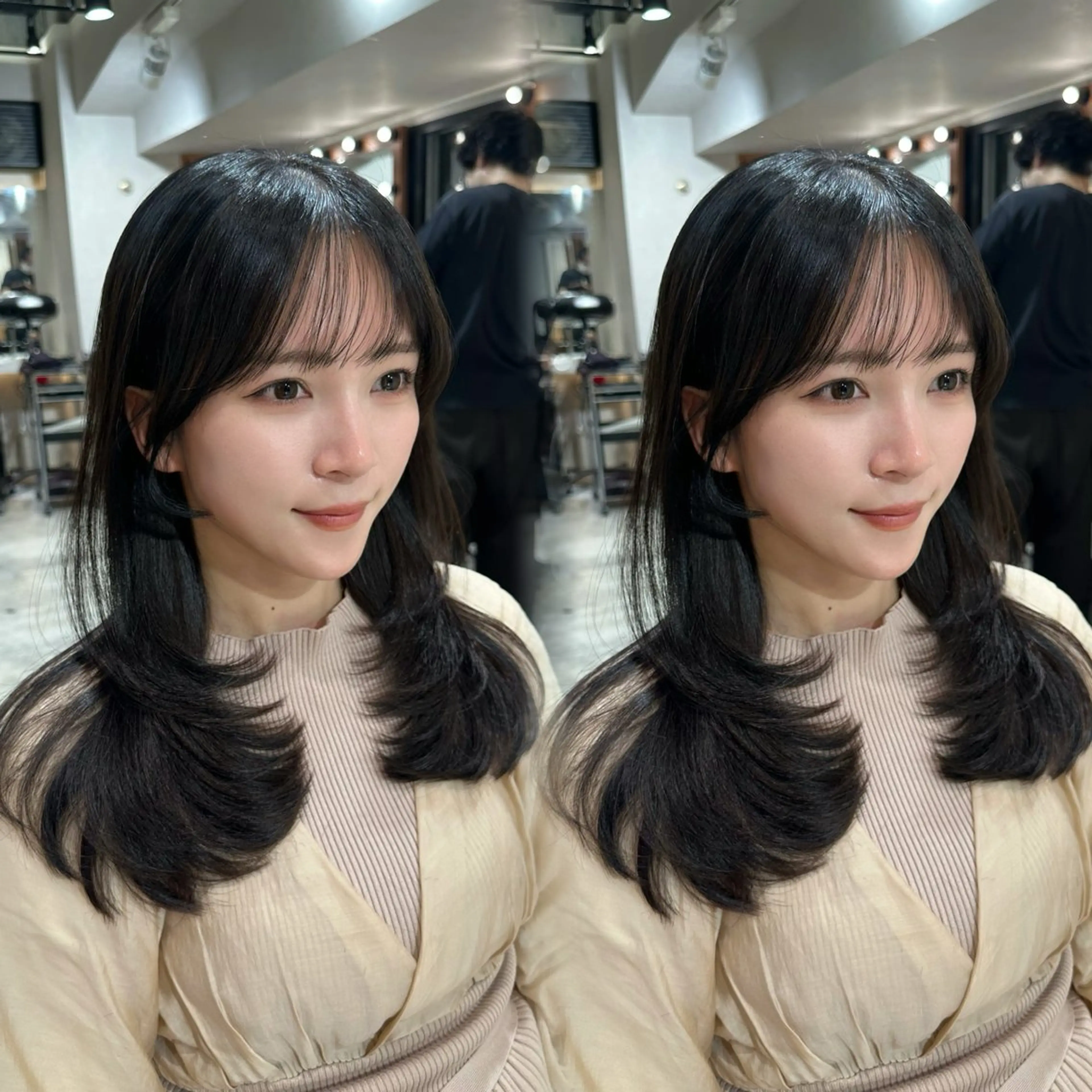 セミロング 顔周りカット ハイレイヤー 韓国風ヘア レイヤーカット 似合わせカット カット ヘアカラー トリートメント ヘアセット 銀座副店長/レイヤー /髪質改善/田島のヘアスタイル
