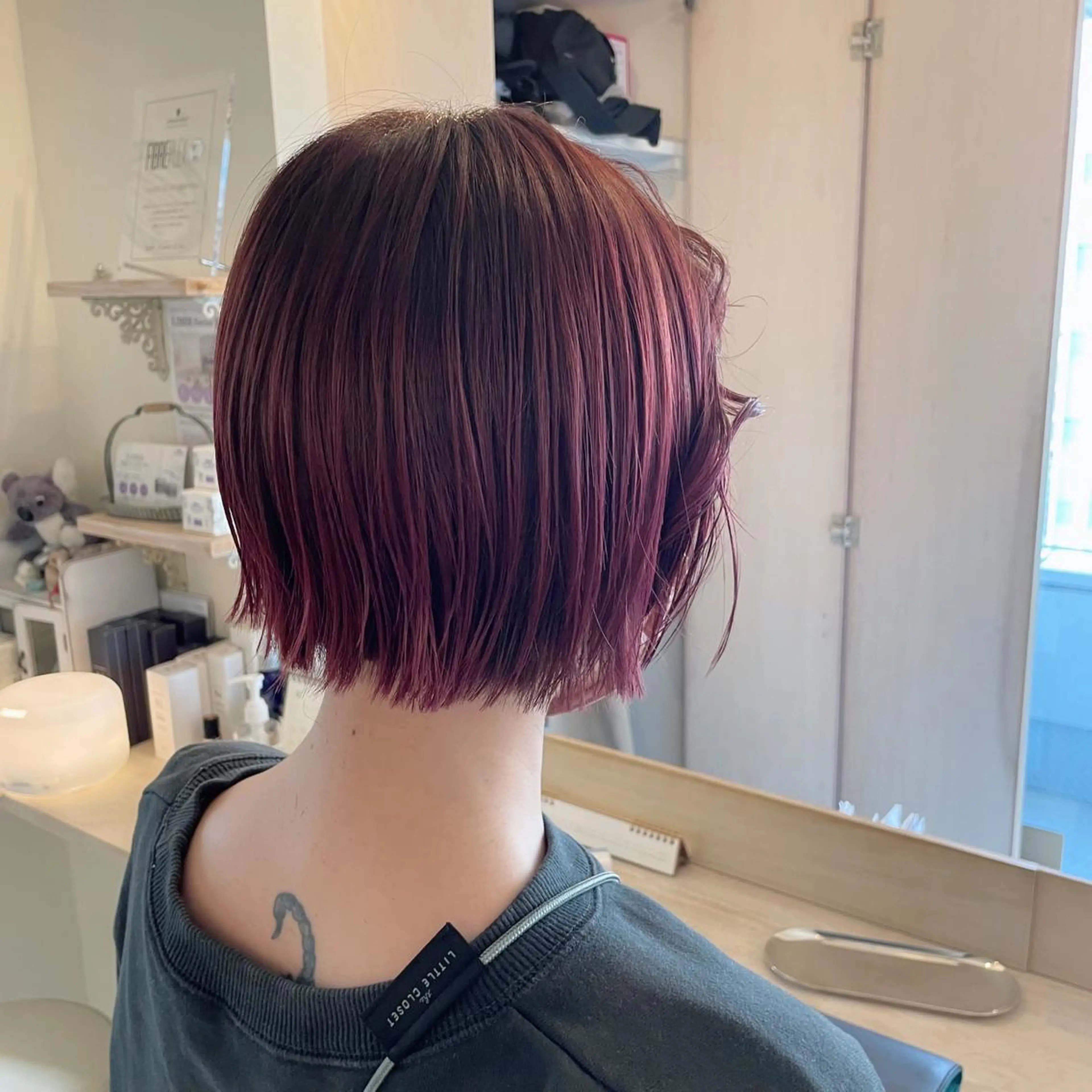 ショート カラー ローズカラー カット ヘアカラー ボブウルフ／ボブ Satsuki【名駅のヘアスタイル