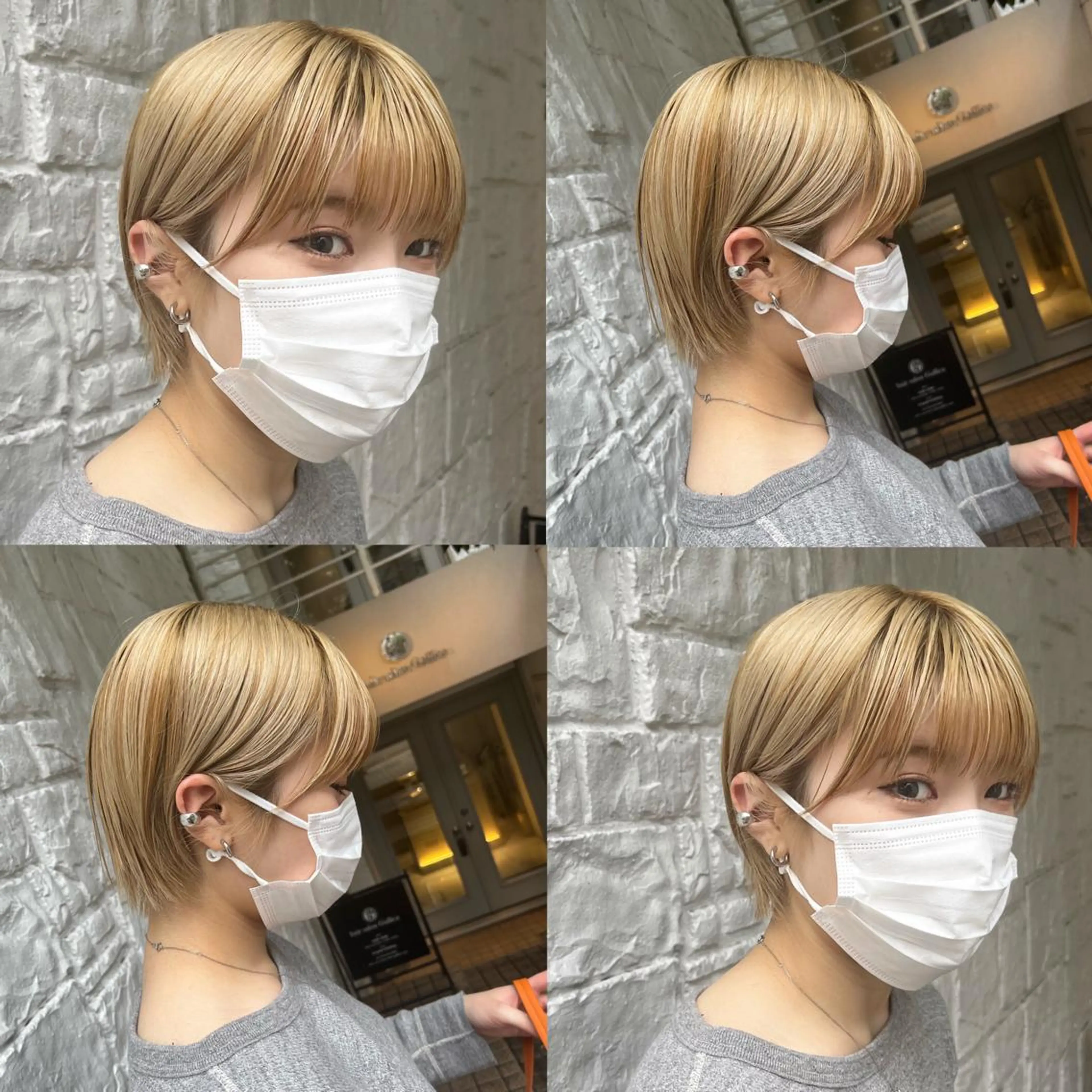 ショート カラー ベージュカラー ヘーゼル ハイトーンカラー ミルクティーベージュ ショートヘア カット ヘアカラー トリートメント ヘッドスパ ヘアセット カジュアルを女っぽく 𝗮𝘆𝗮𝗰𝗼のヘアスタイル