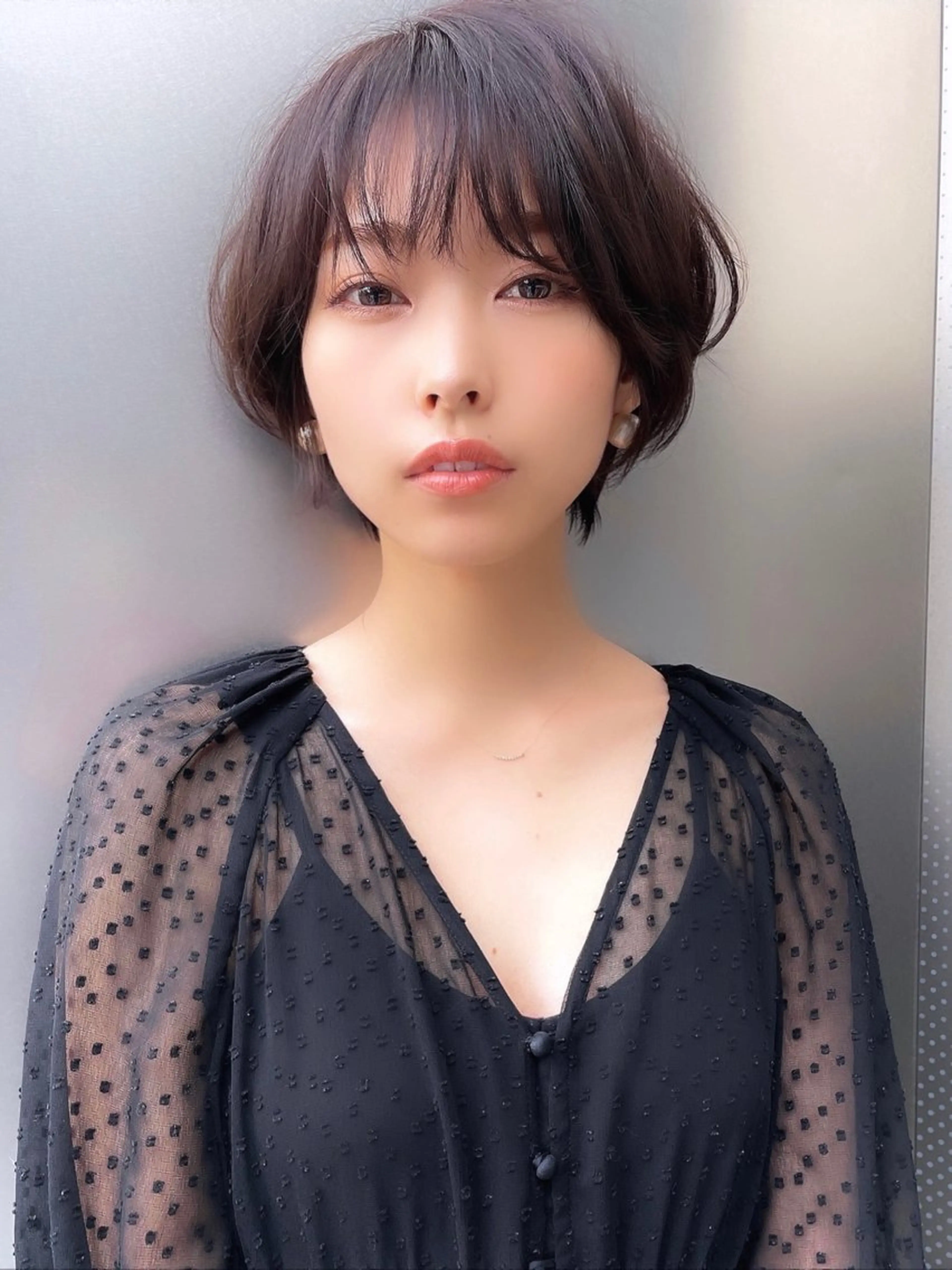 ショート カラー パーマ ボブ ショートヘア 仲西 愛鈴のヘアスタイル