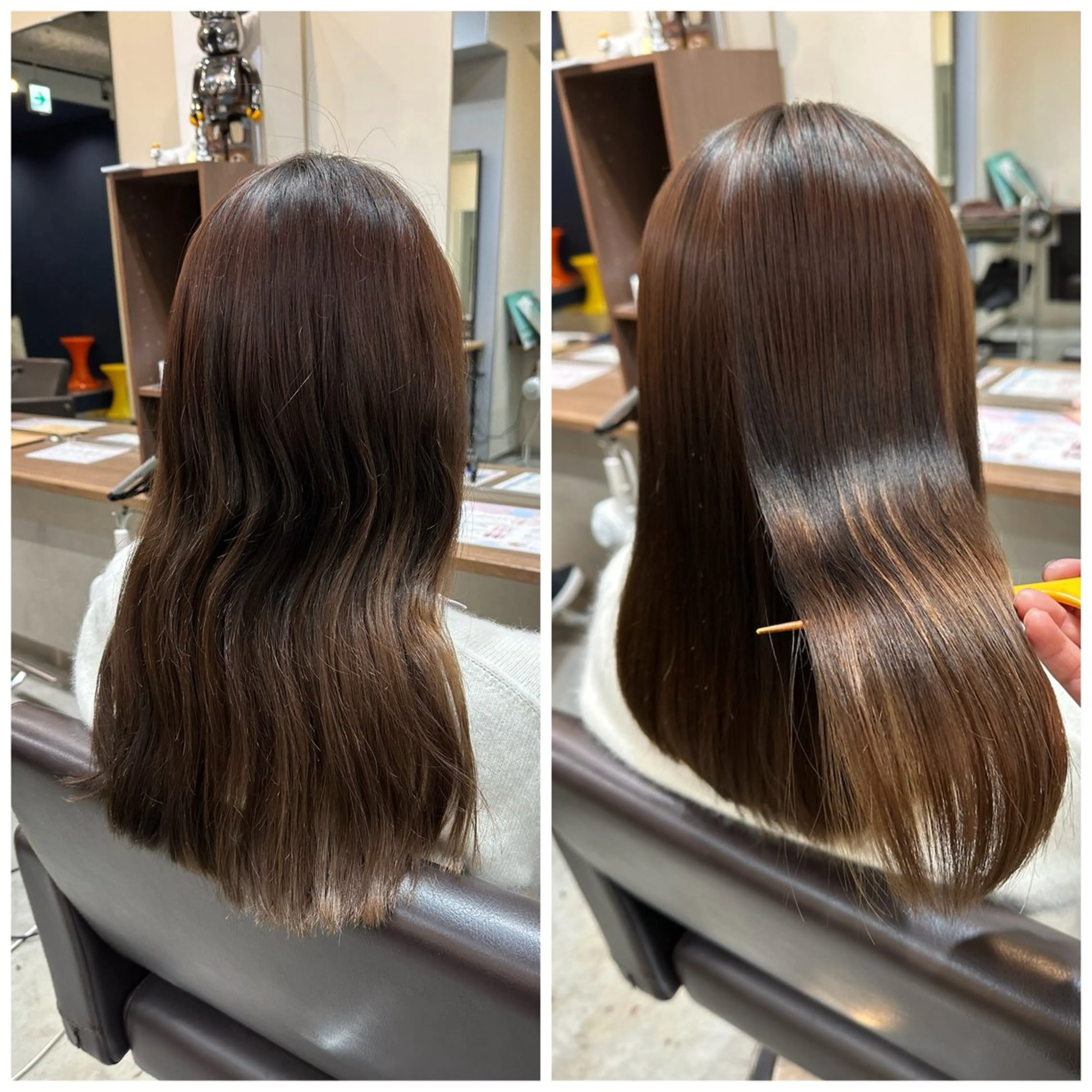 セミロング 縮毛矯正+モテカラー 🎀✨MIHOのヘアスタイル