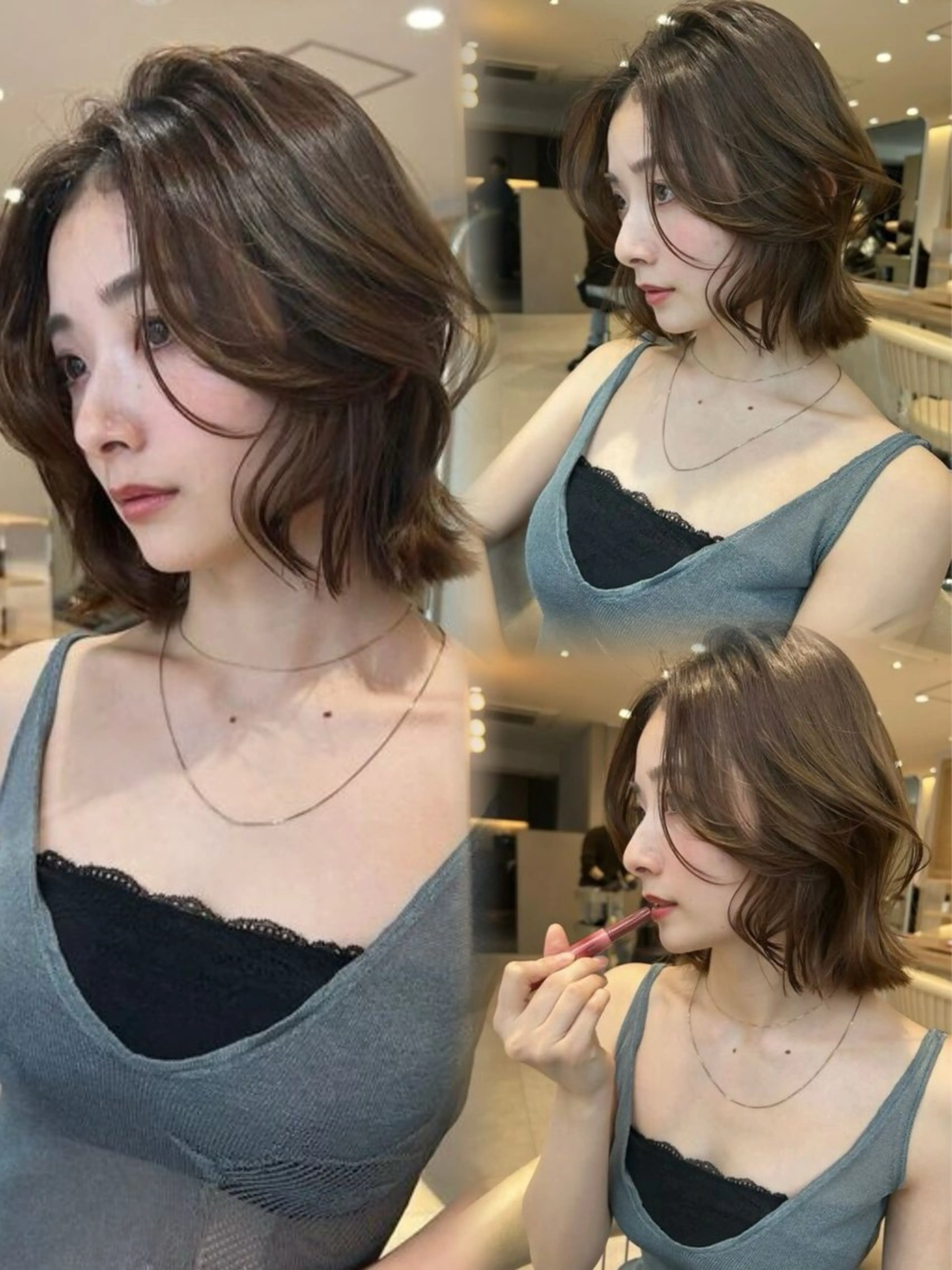 ミディアム カラー ミディアムレイヤー 顔まわりレイヤー 髪質改善 韓国風ヘア レイヤーカット カット ヘアカラー トリートメント Zina福岡天神🪞 髪質改善🪞レイヤーのヘアスタイル