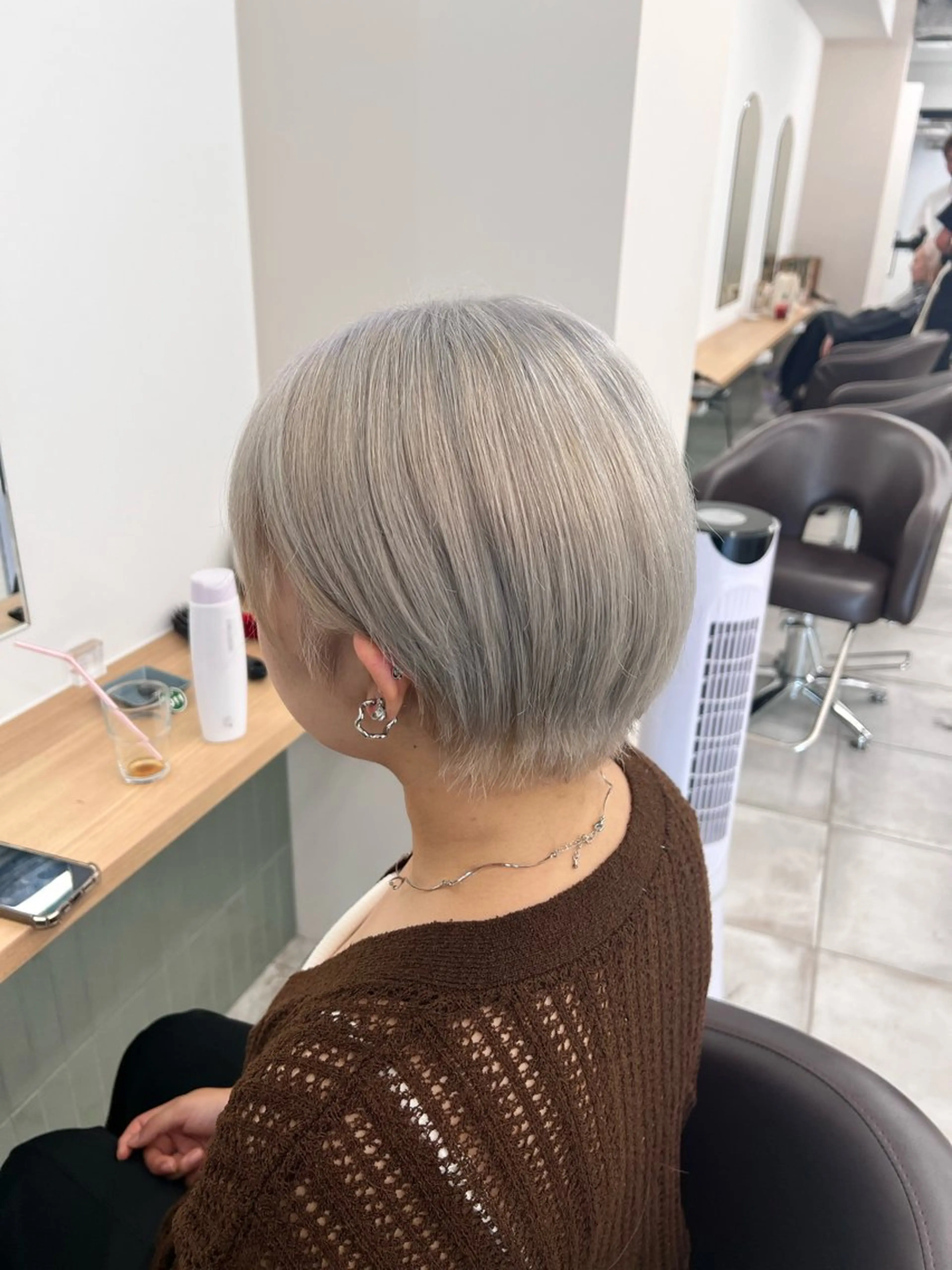 ショート カラー アッシュ ホワイトアッシュ ヘアカラー トリートメント 赤みゼロ/透明感 カラー🌿KANTAのヘアスタイル