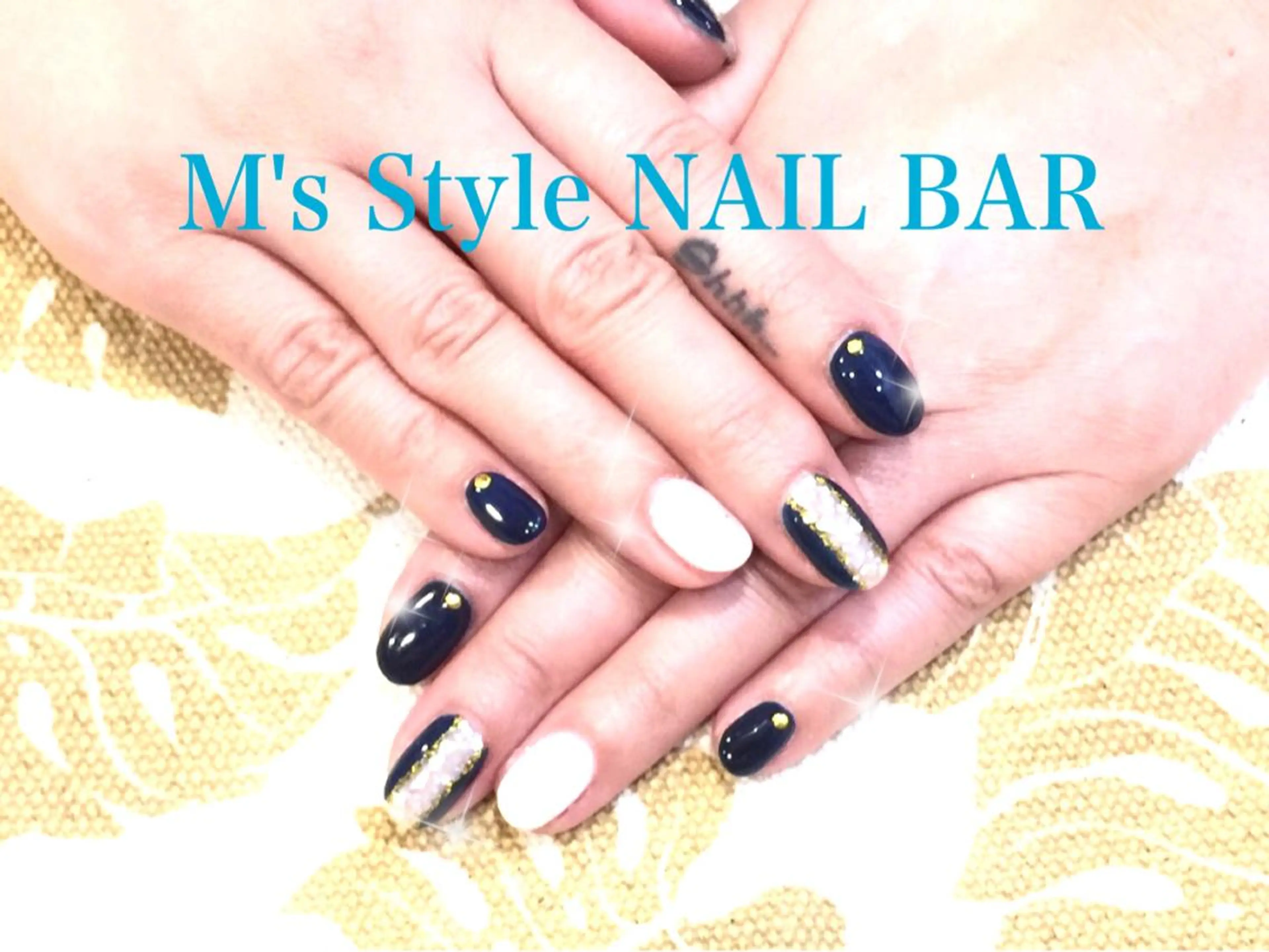 ショート ネイル ブルー 夏ネイル M's Style NAIL BARのネイルデザイン