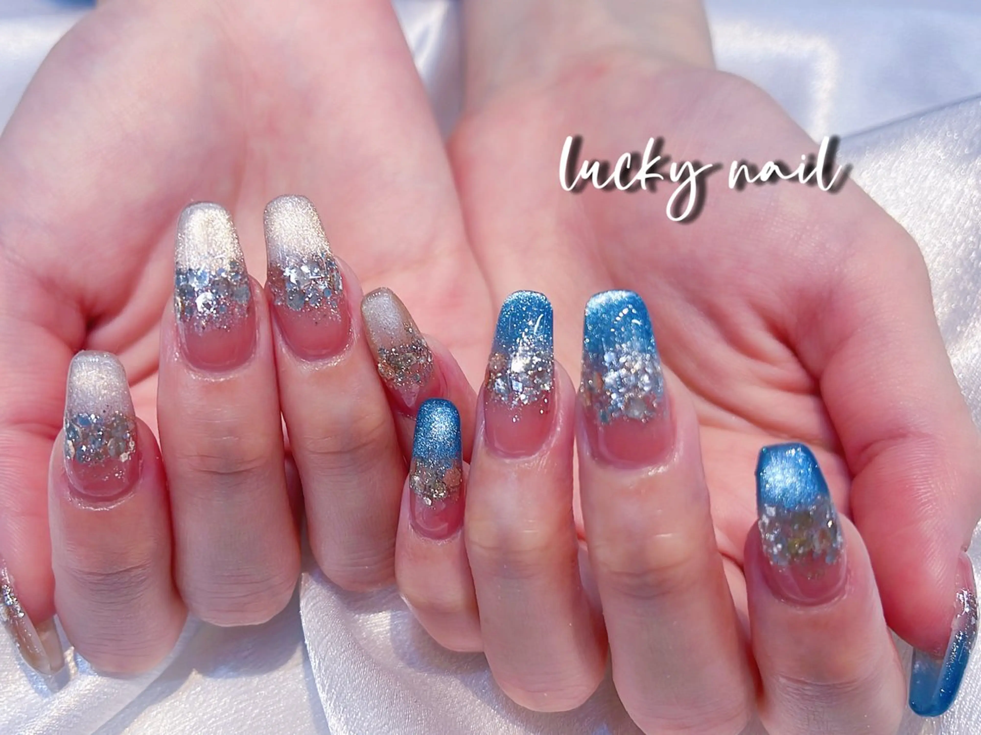 ネイル アートネイル チークネイル 長さ出し ジェルネイル マグネットネイル ハンドネイル ハンドケア ラッキーネイルサロン 西川口東口店のネイルデザイン