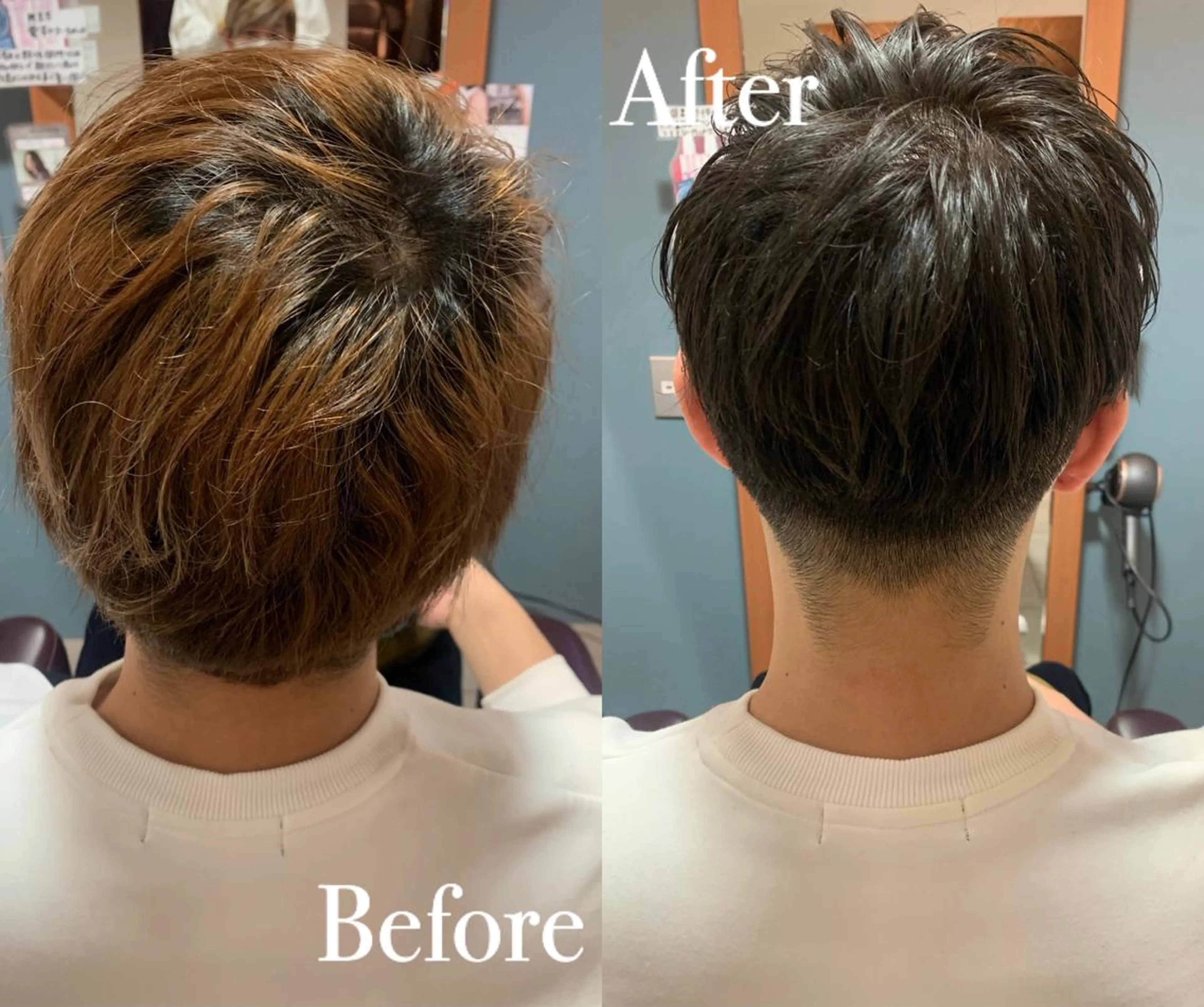 カラー メンズ マッシュ アッシュ 傷ませない縮毛矯正／ 吉岡 美江のヘアスタイル