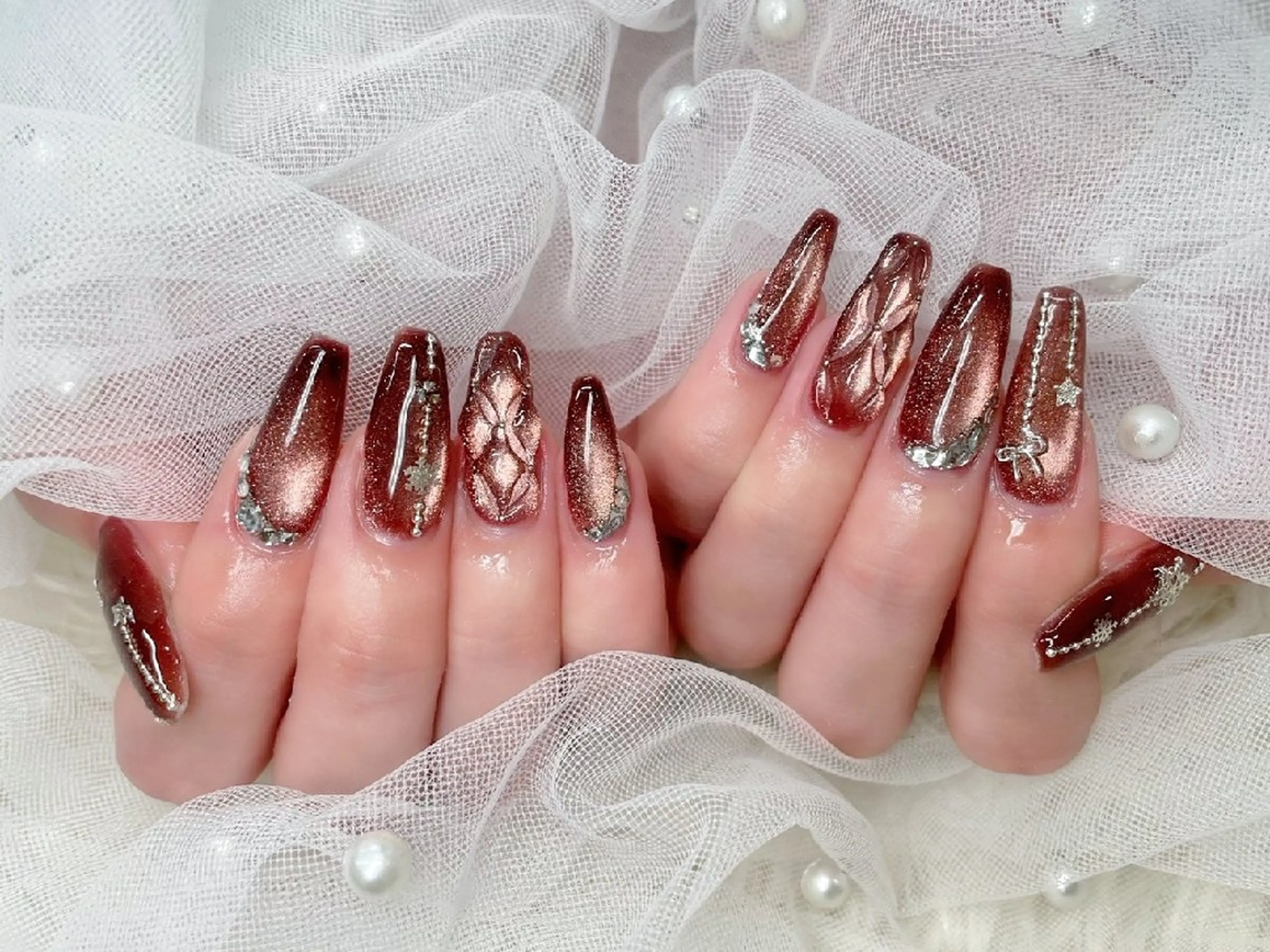 ネイル チークネイル 長さ出し フラッシュネイル フレンチネイル ジェルネイル Chouette Nailのネイルデザイン