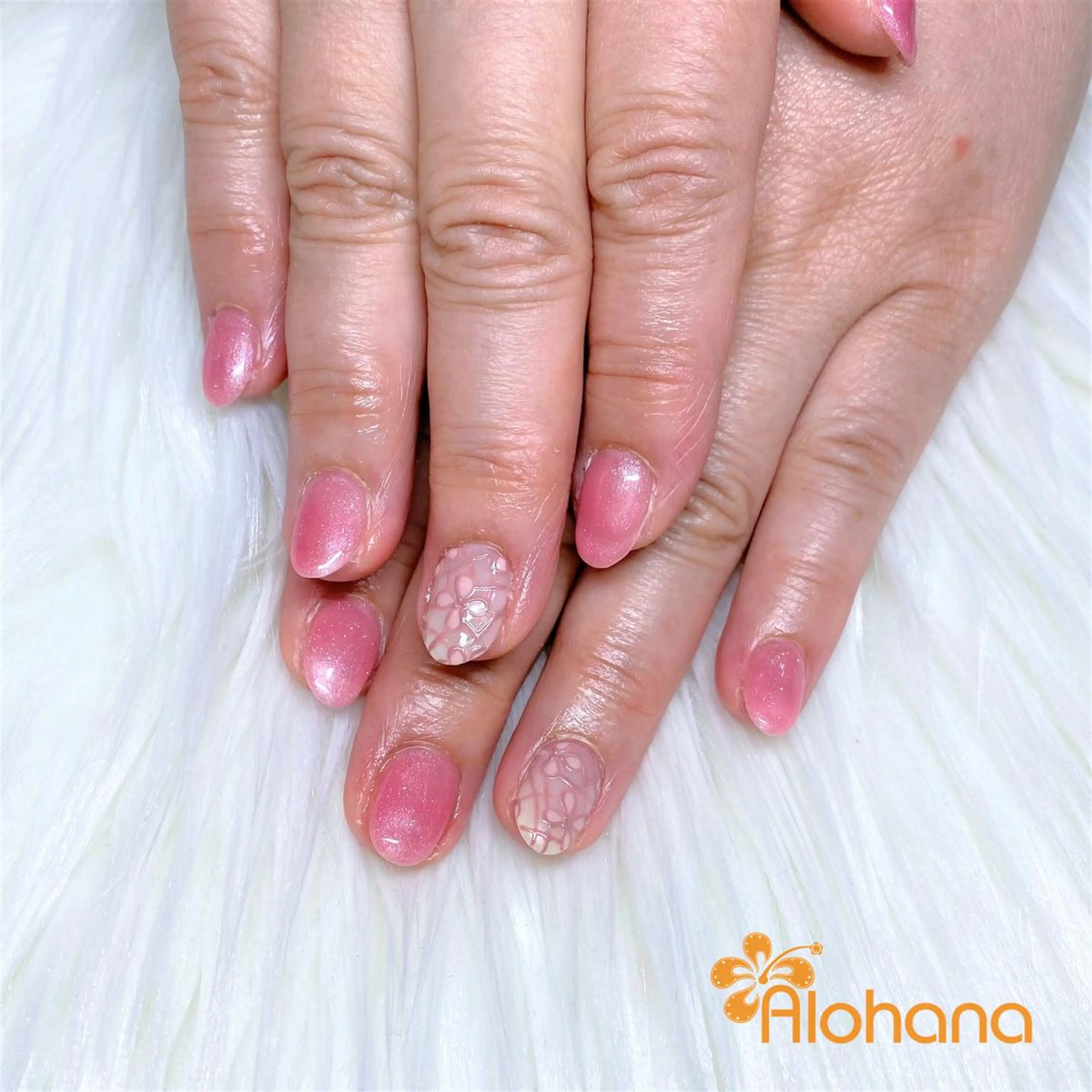 ネイル フラワーネイル レース ハンドネイル Alohana Minaのネイルデザイン