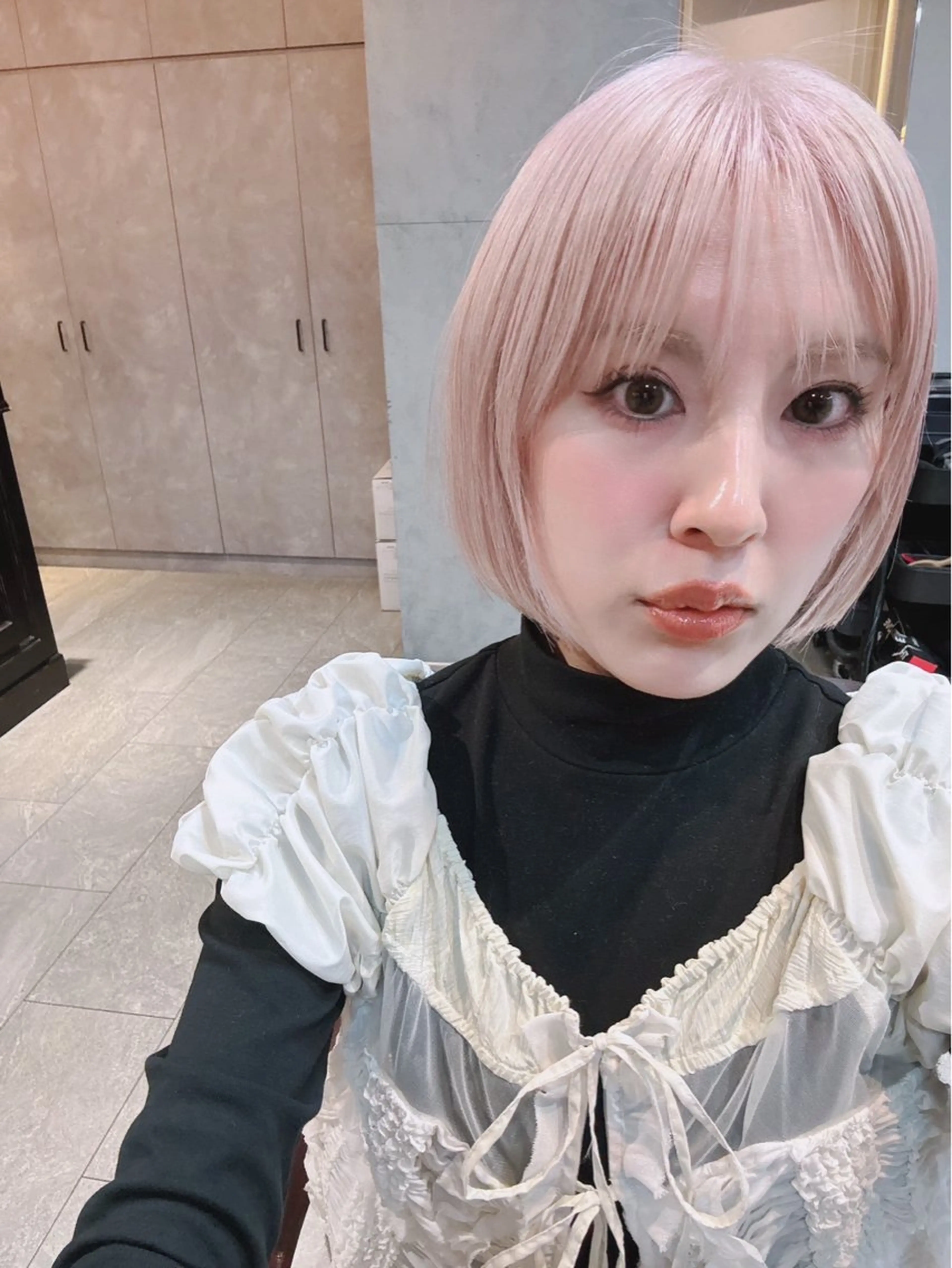 ショート カラー キッズ ベージュカラー ブリーチ ダブルカラー ピンクカラー ピンクベージュ カット ヘアカラー トリートメント BRAIDS💎愛子 大人ハイライト💎のヘアスタイル