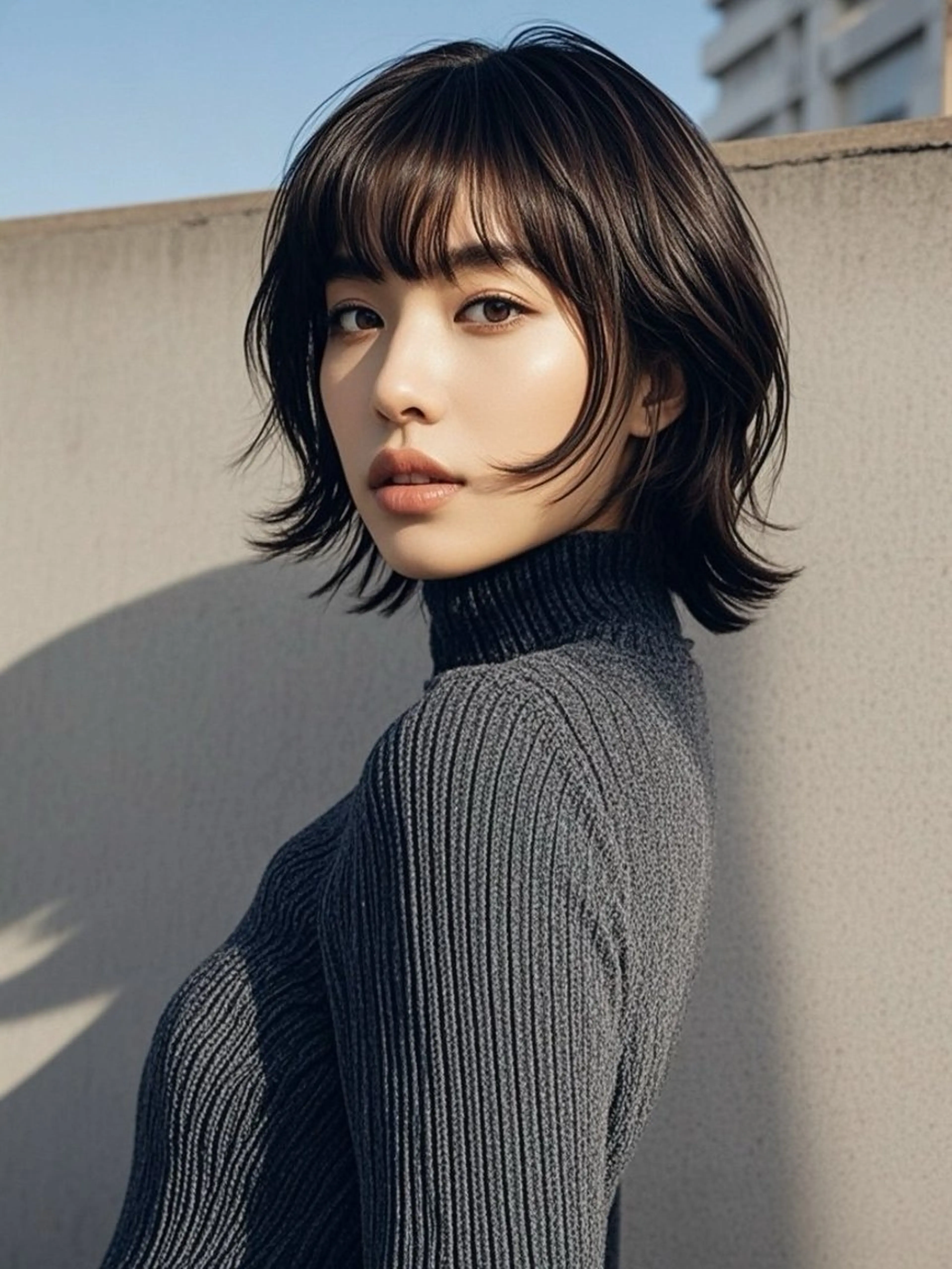 ミディアム ショートボブ ミディアムレイヤー ミディアムパーマ アッシュ ボブ カット ヘアカラー ウルフカット 811 大阪梅田 ウルフのヘアスタイル