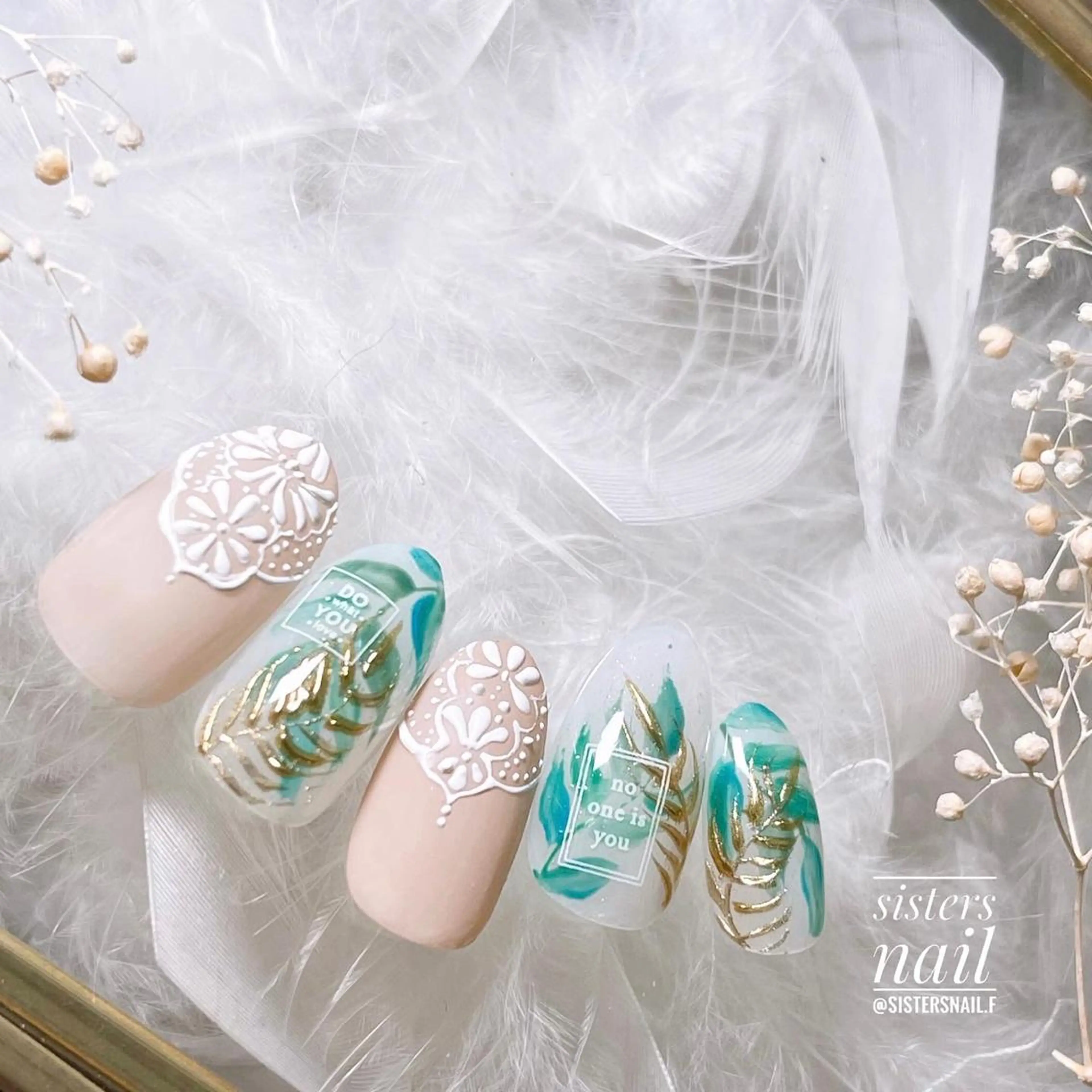 ネイル アートネイル レース 夏ネイル sisters nail.fのネイルデザイン