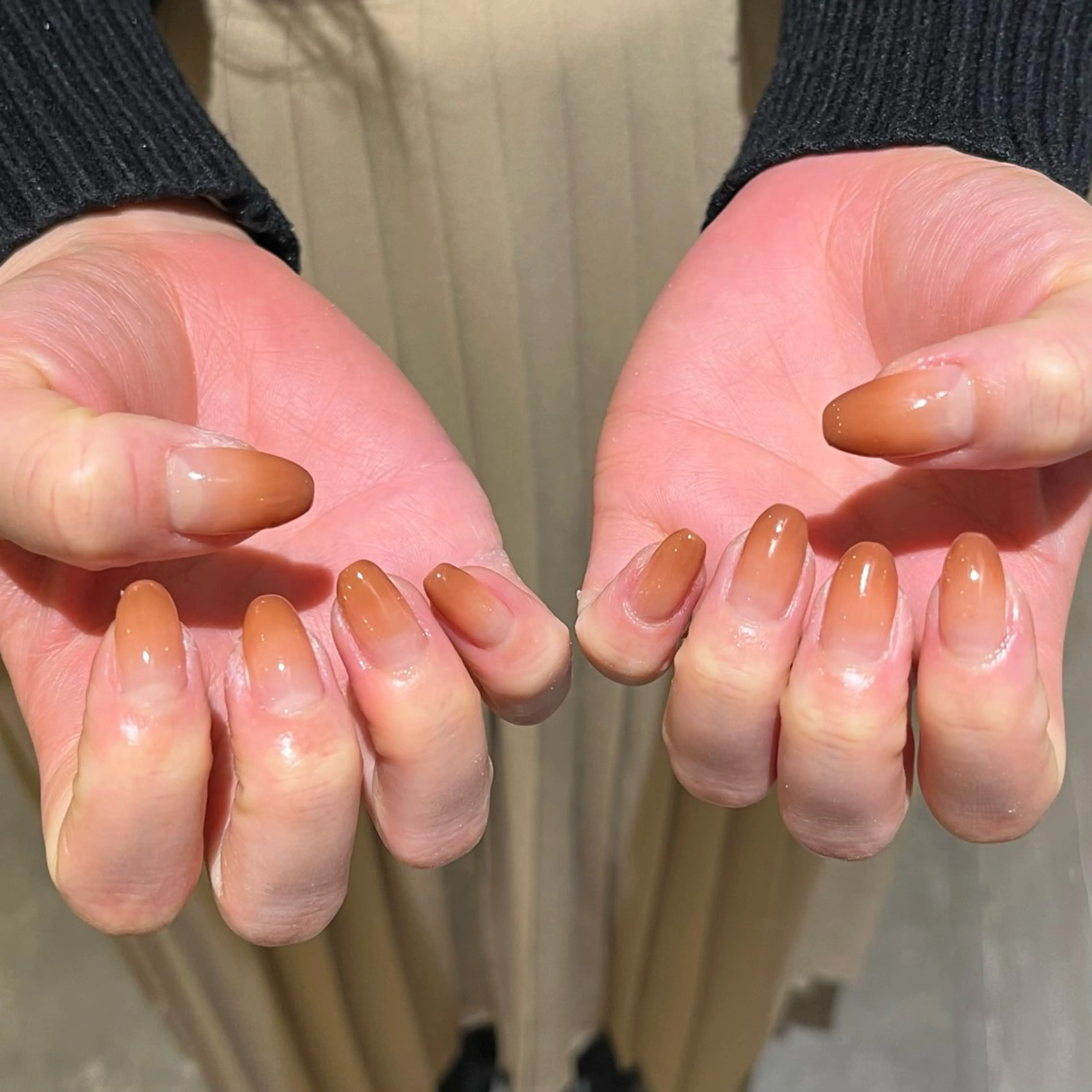 ネイル ブラウン グラデーション ラメ(グリッター) MODE K's🧸 tanakaのネイルデザイン