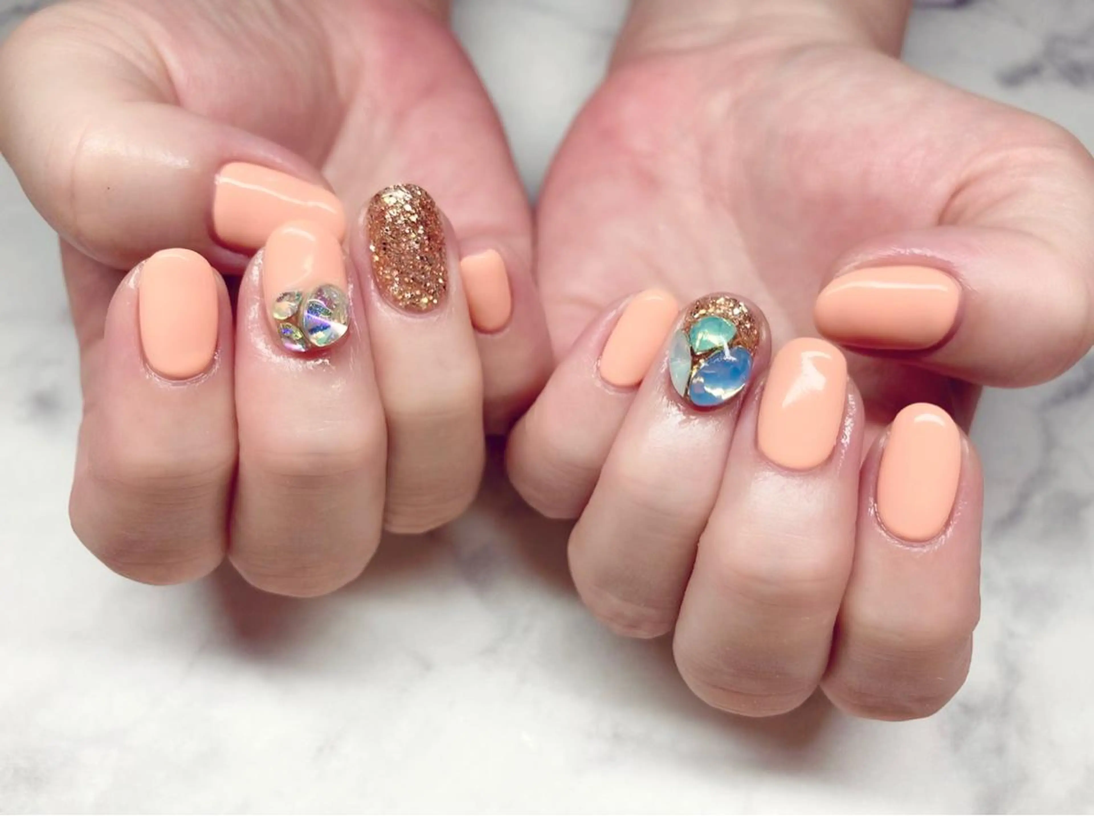 ネイル ジェルネイル パラジェル 夏ネイル ハンドネイル Nail&eye Belire 新宿のネイルデザイン