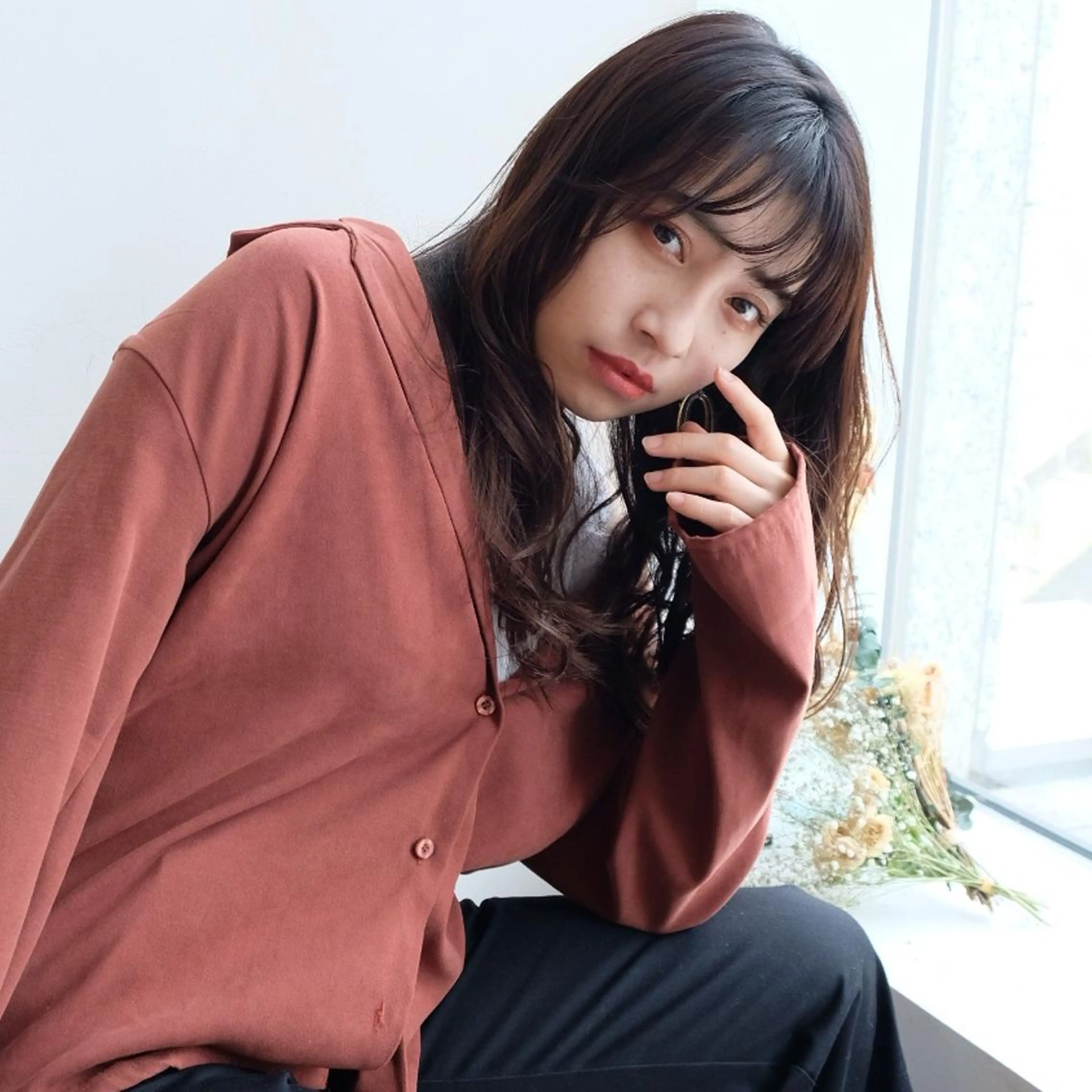 ロング カラー パーマ シースルーバング 大人可愛いHair ❤︎Ayakoのヘアスタイル