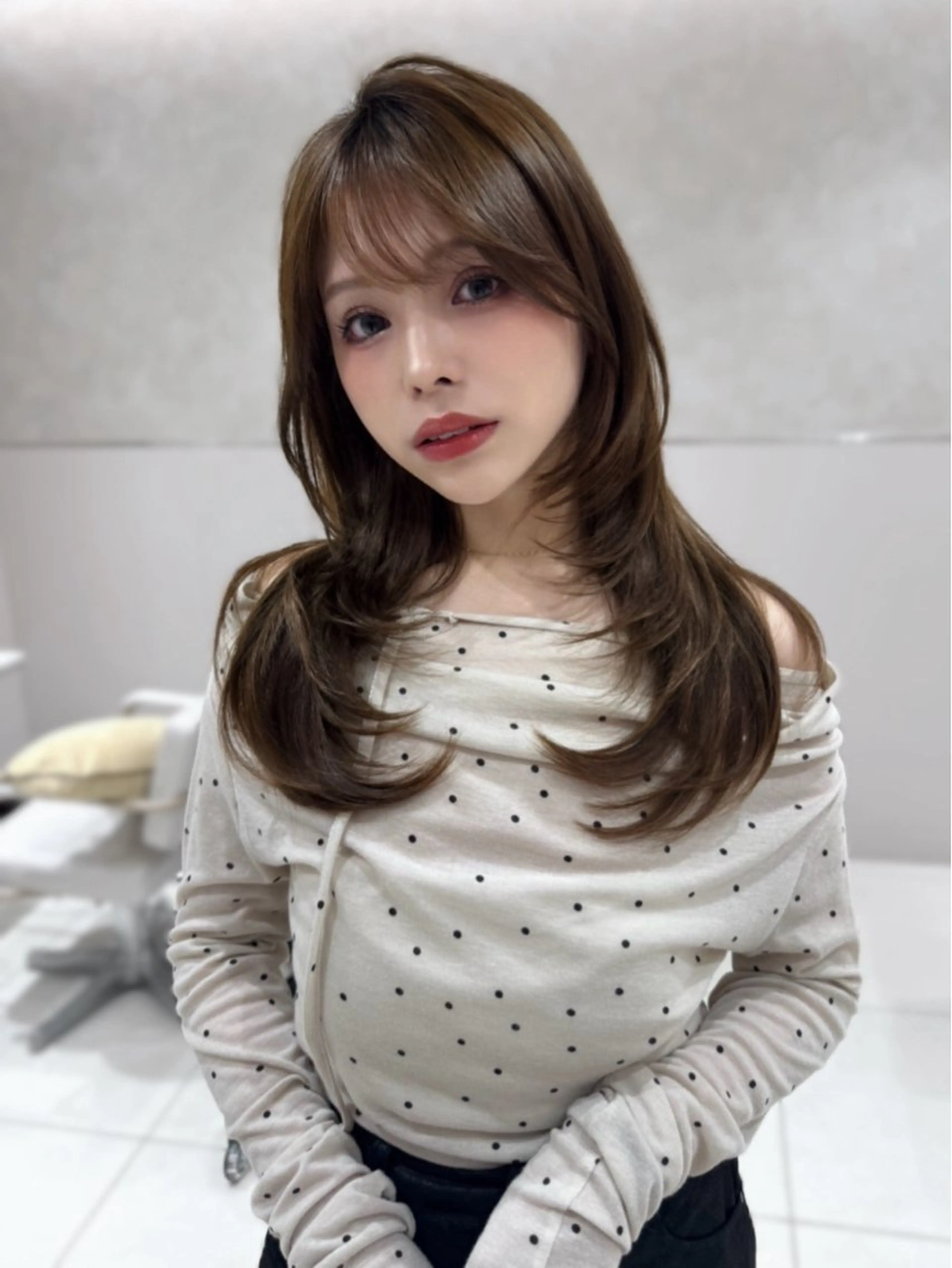 セミロング カラー カット ヘアカラー トリートメント 新宿/レイヤー 顔周りカット溝手優太のヘアスタイル