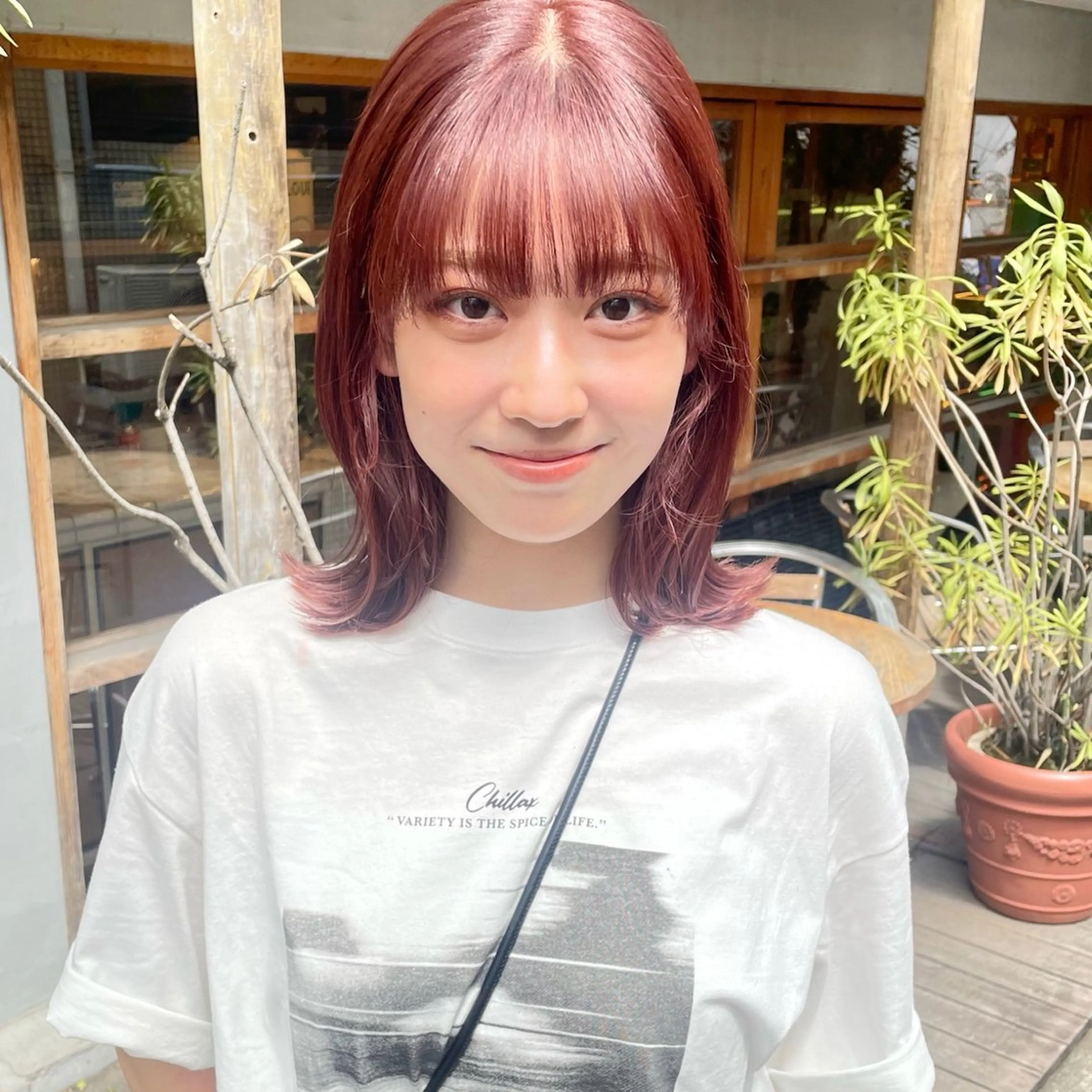 ミディアム カラー ブリーチ ブリーチなしカラー ピンクカラー カット ヘアカラー トリートメント 🍊暖色×顔周り 🍊cocoroのヘアスタイル