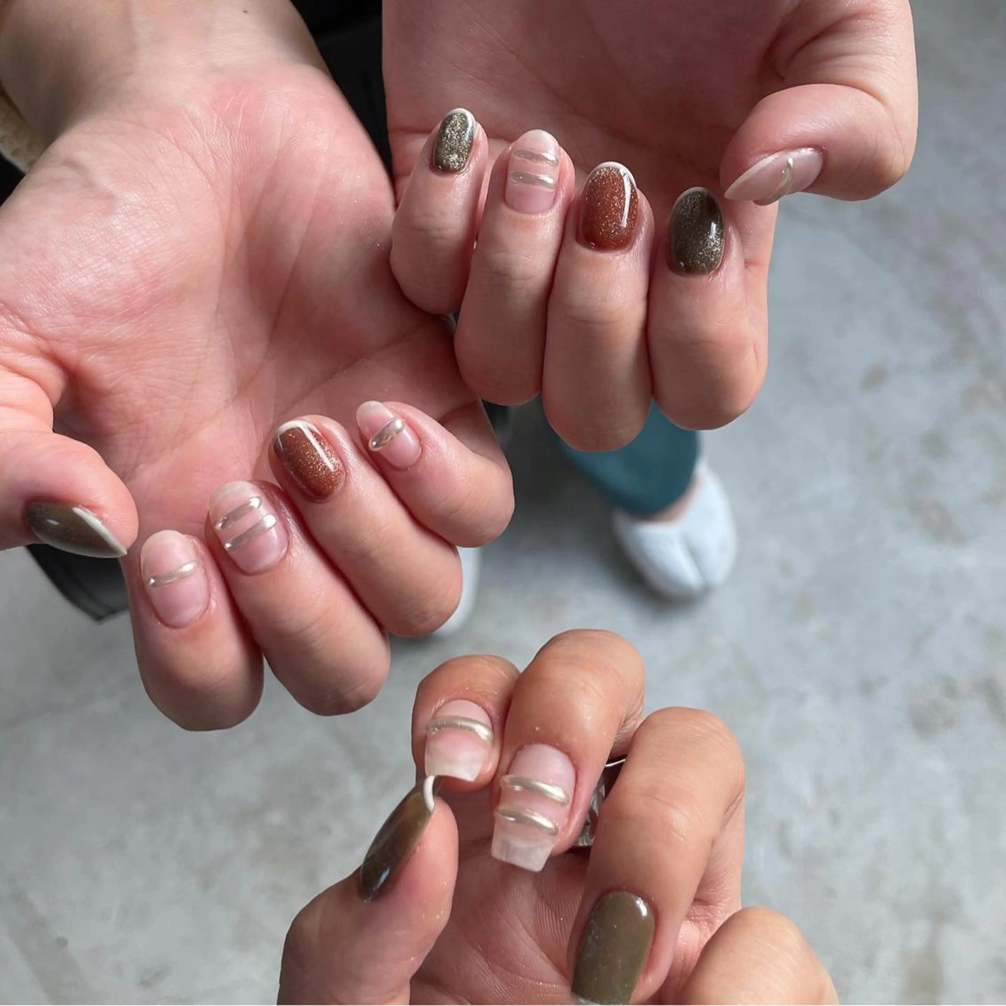 ネイル フレンチネイル マグネットネイル おそろいネイル ニュアンスネイル ハンドネイル ハンドケア lyly.nail所属・lylynail YUUKAのネイルデザイン