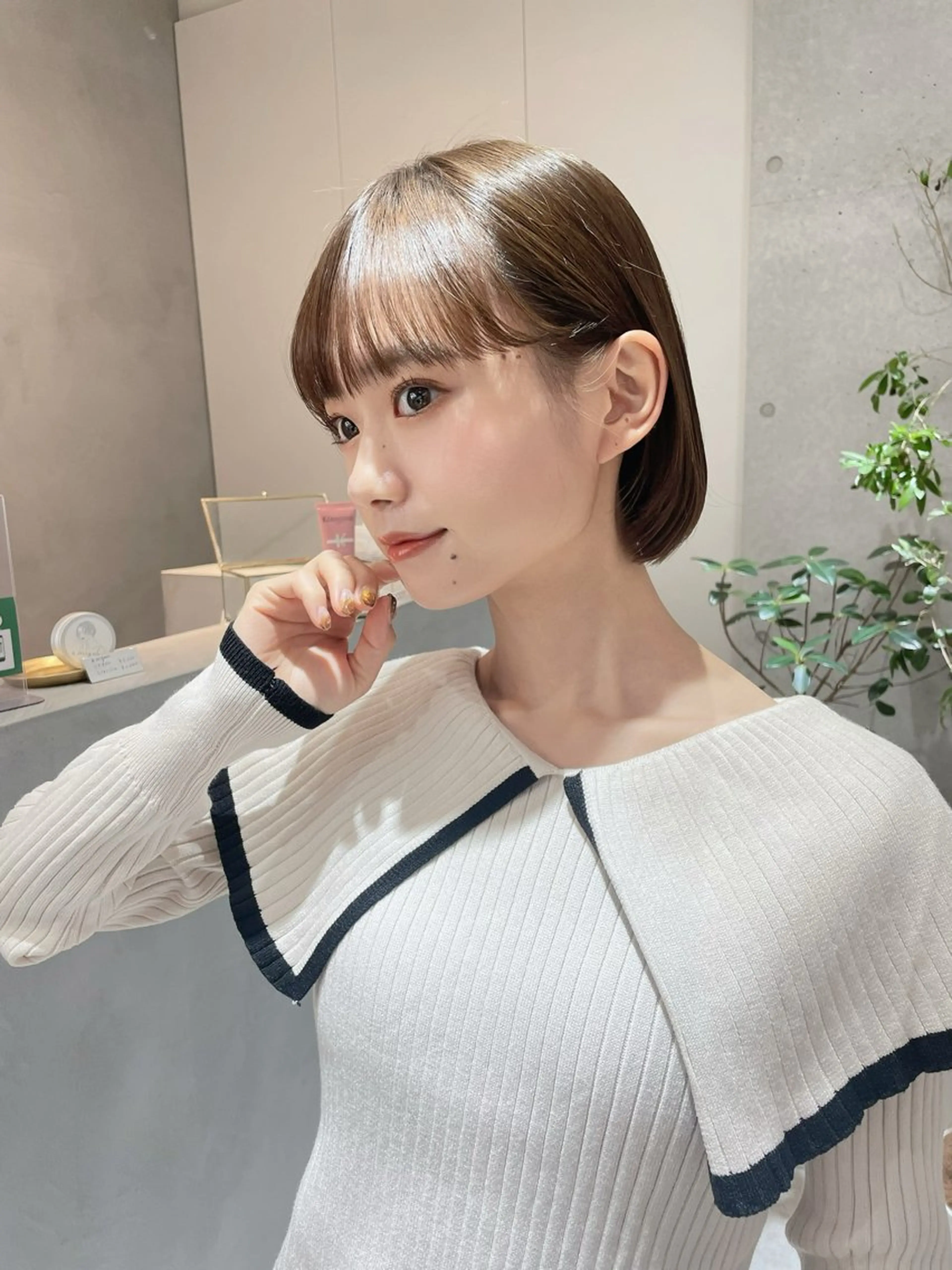 ショート カラー ボブ/地毛風縮毛矯正 茉青🤍新宿代々木のヘアスタイル