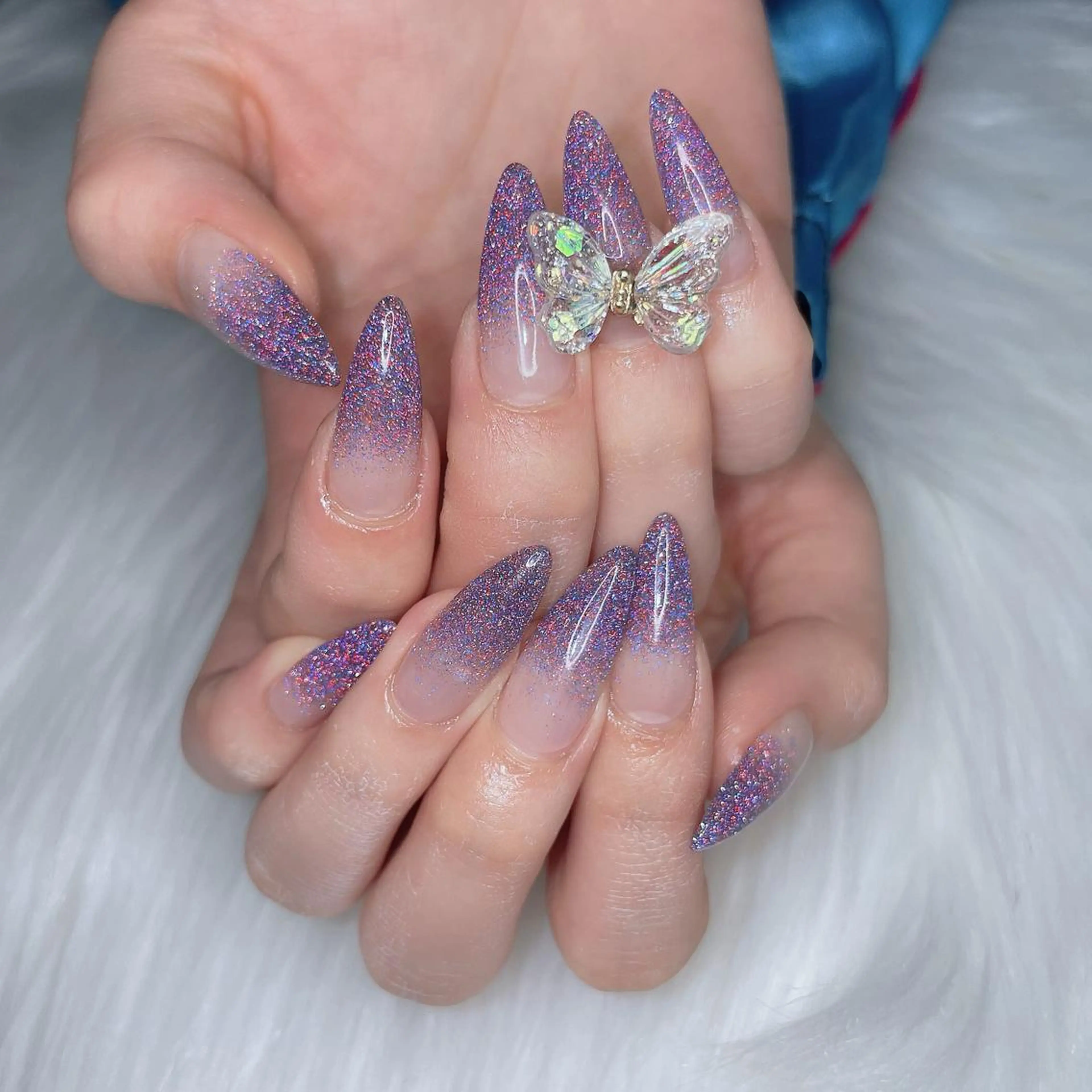 ネイル フラッシュネイル ラメ(グリッター) パープル Kayo 💅のネイルデザイン