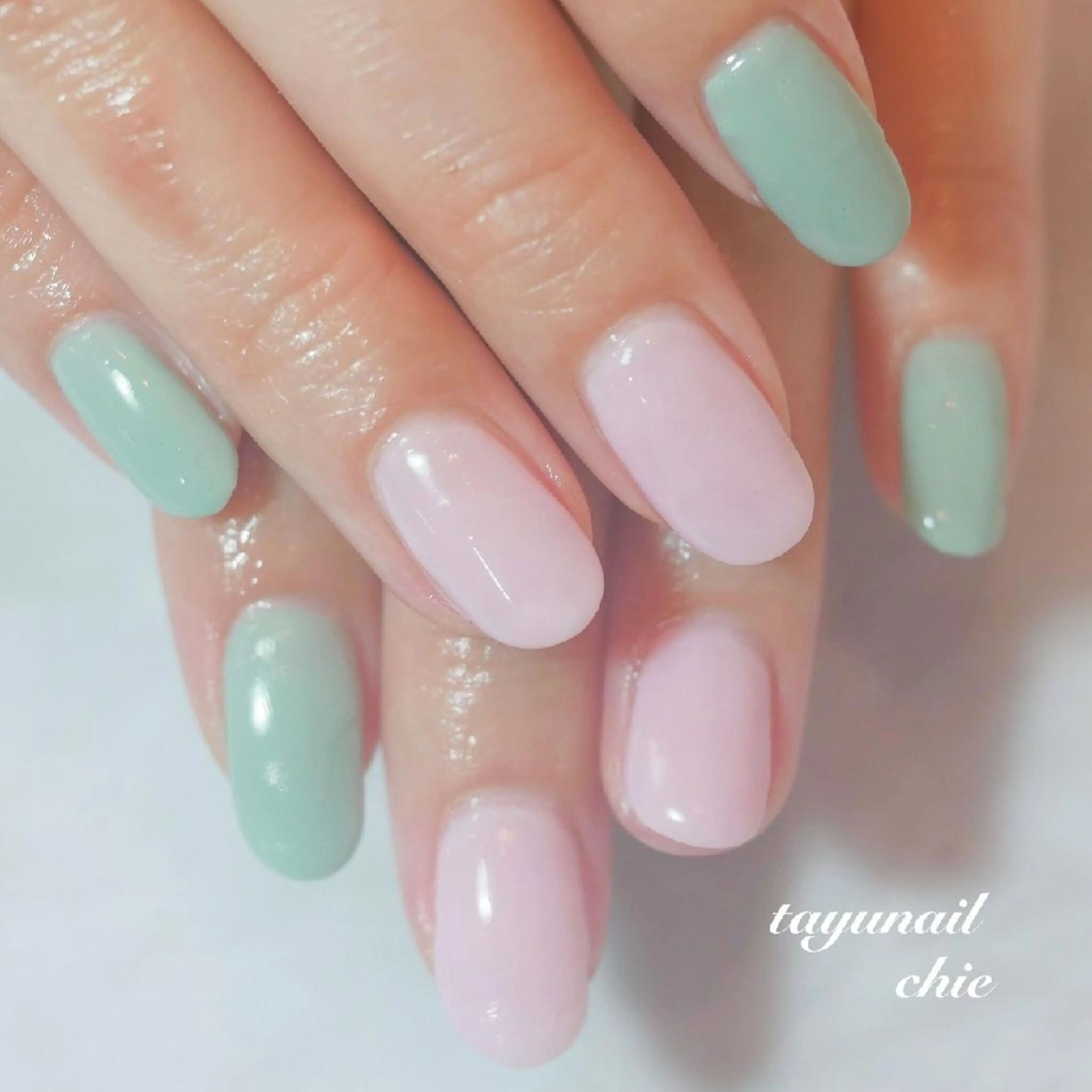 ネイル ブルー ジェルネイル グリーン パラジェル ピンク ネイルサロン 【たゆnail】のネイルデザイン