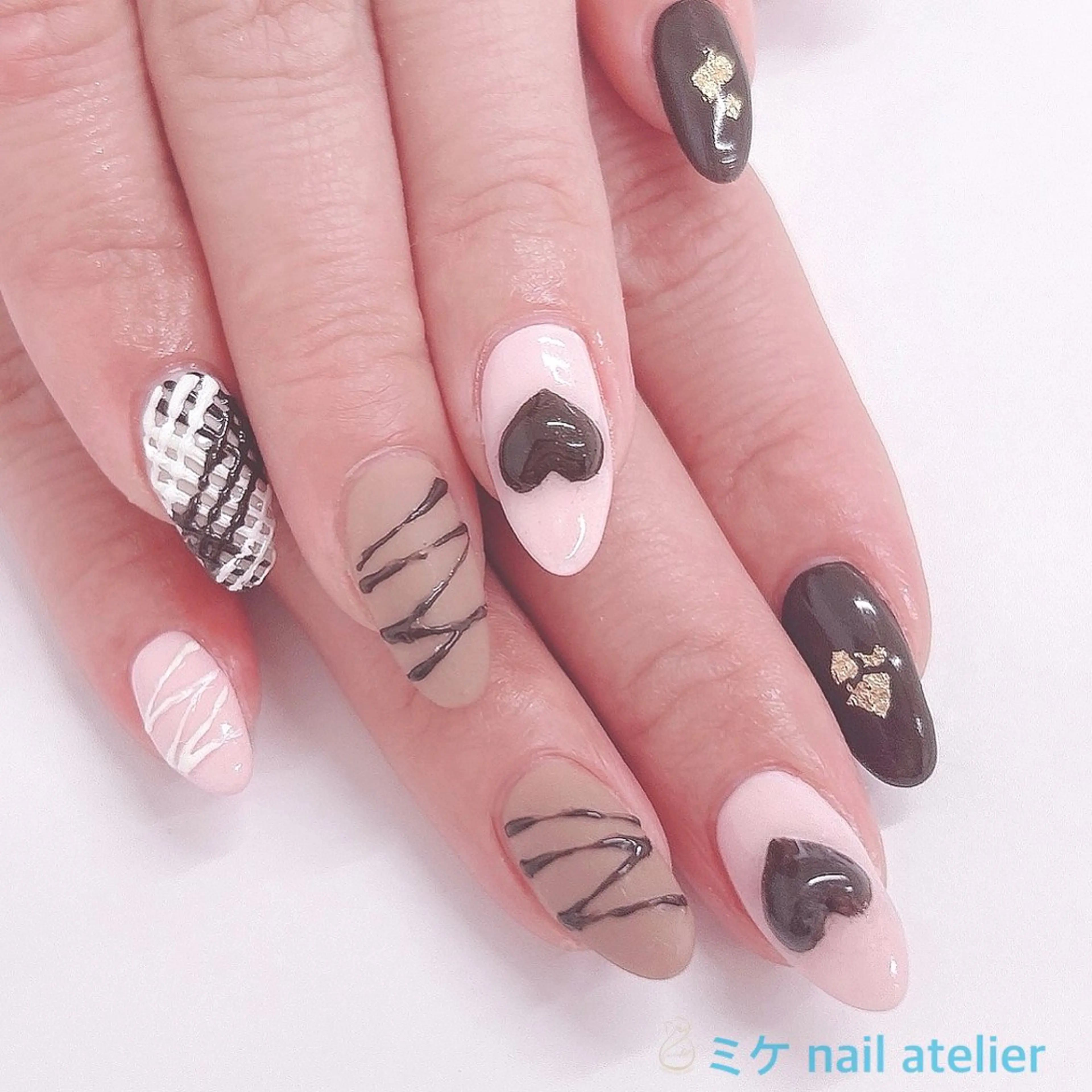 ネイル フレンチネイル ジェルネイル ハート ミラーネイル ワンカラーネイル ハンドネイル h. rikaのネイルデザイン