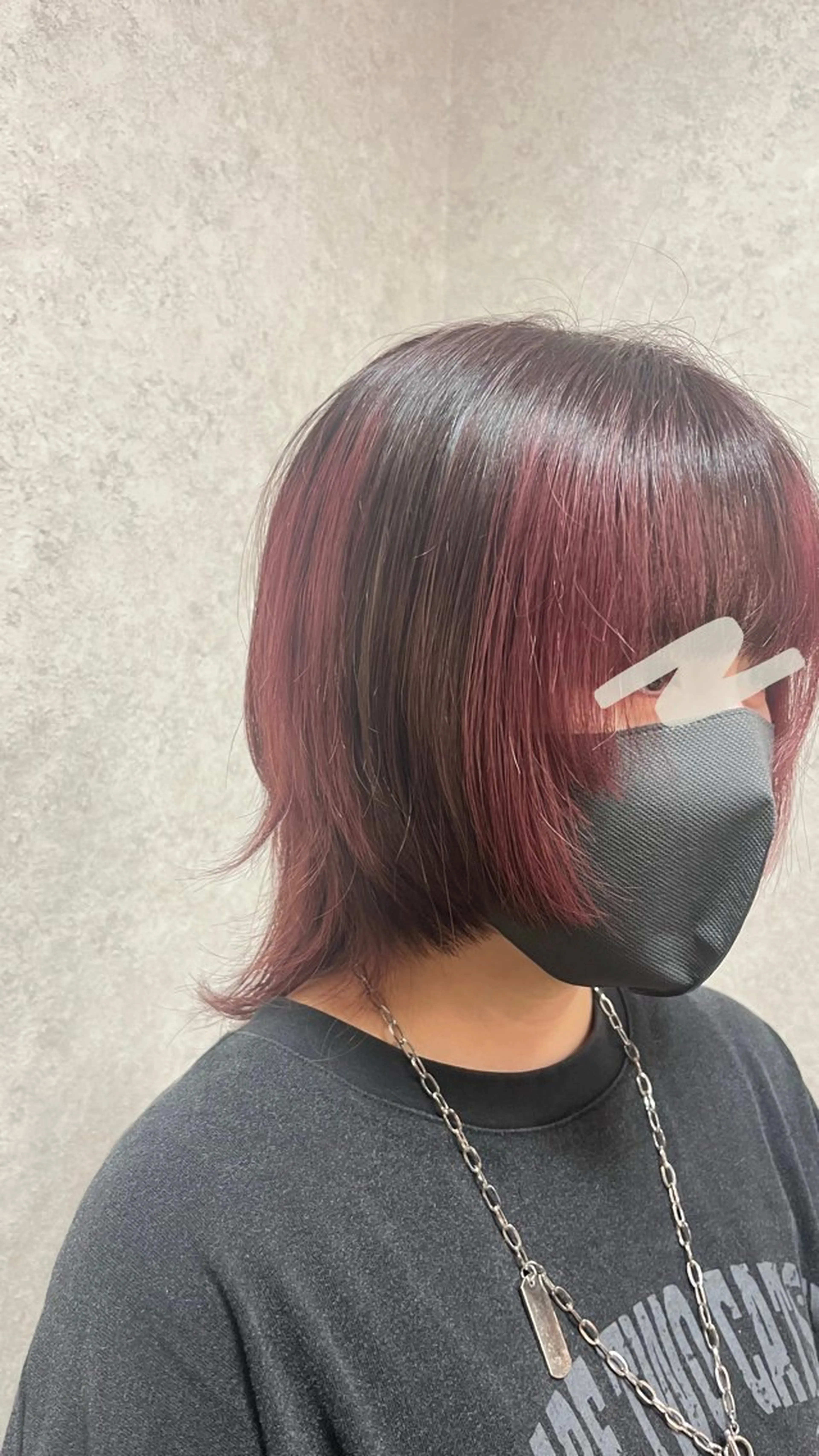 ミディアム カラー 顔周りカット 小顔カット 阿部 叶夢のヘアスタイル