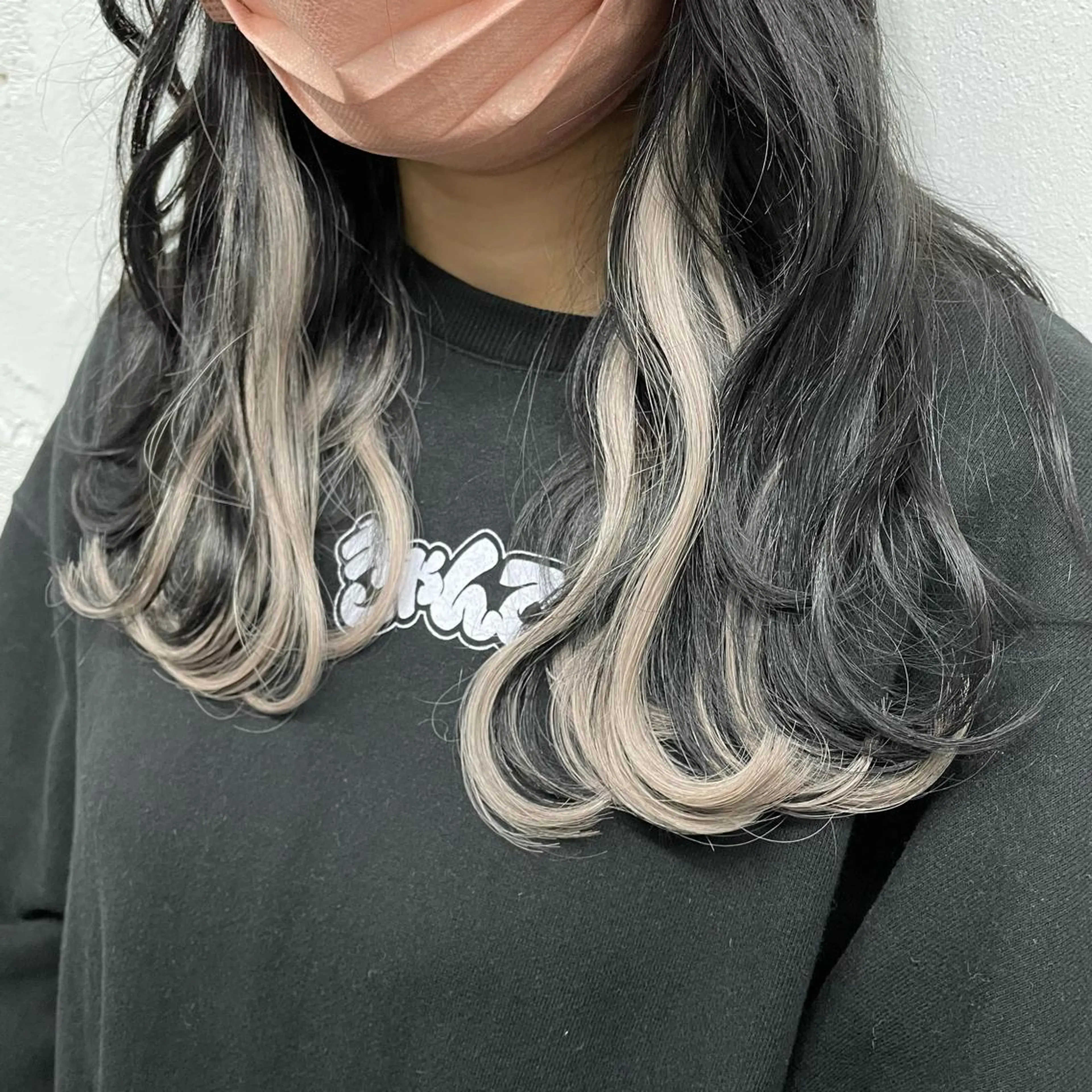 セミロング カラー シールエクステ バレイヤージュ ミストバング ダブルカラー  フェイスフレーミング ヘアカラー エクステ 🧡艶髪ちゅるん髪 🫧🧡YUKI❄️のヘアスタイル