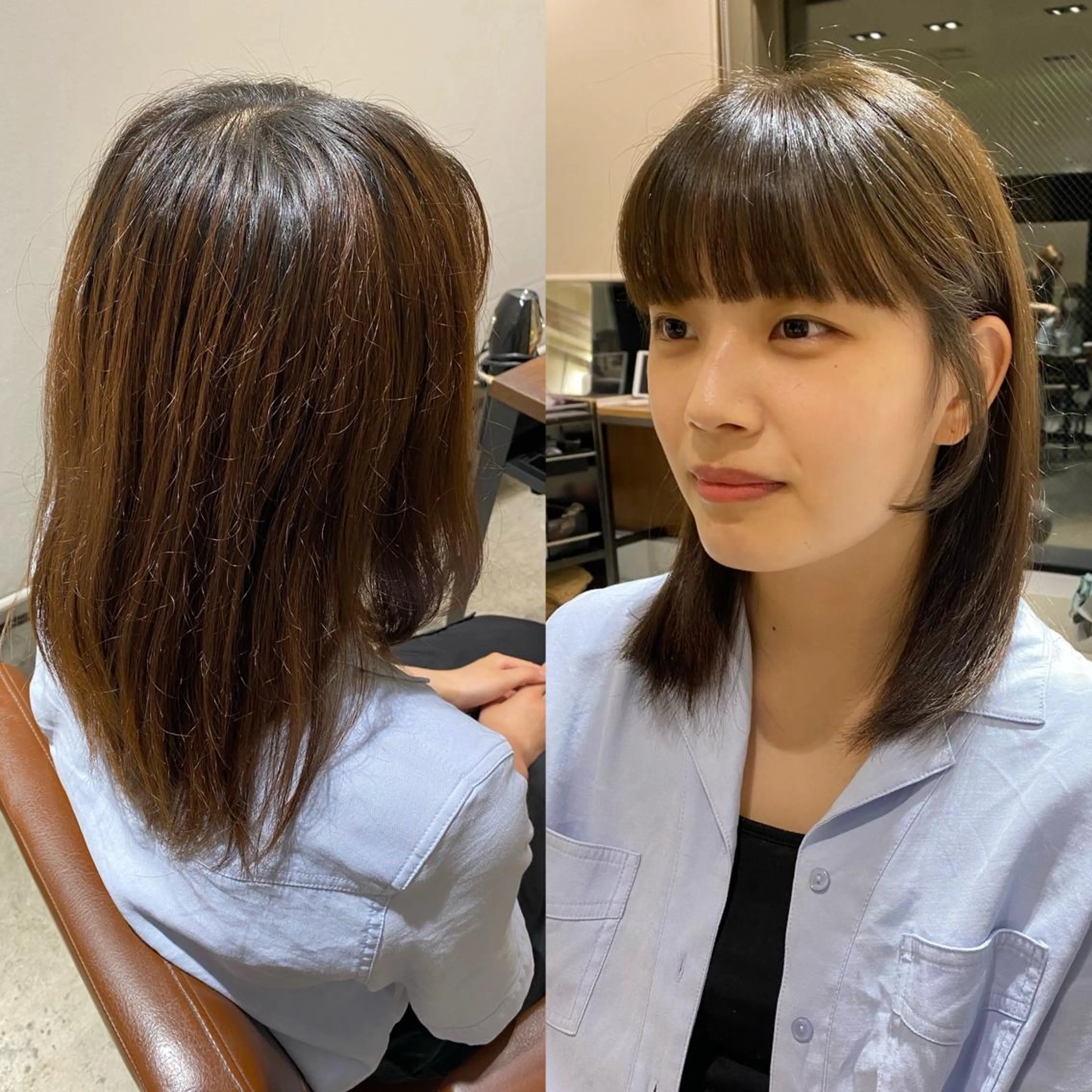 ミディアム カラー ベージュカラー オリーブベージュ 早朝セット☀️ レイヤー/Momoのヘアスタイル