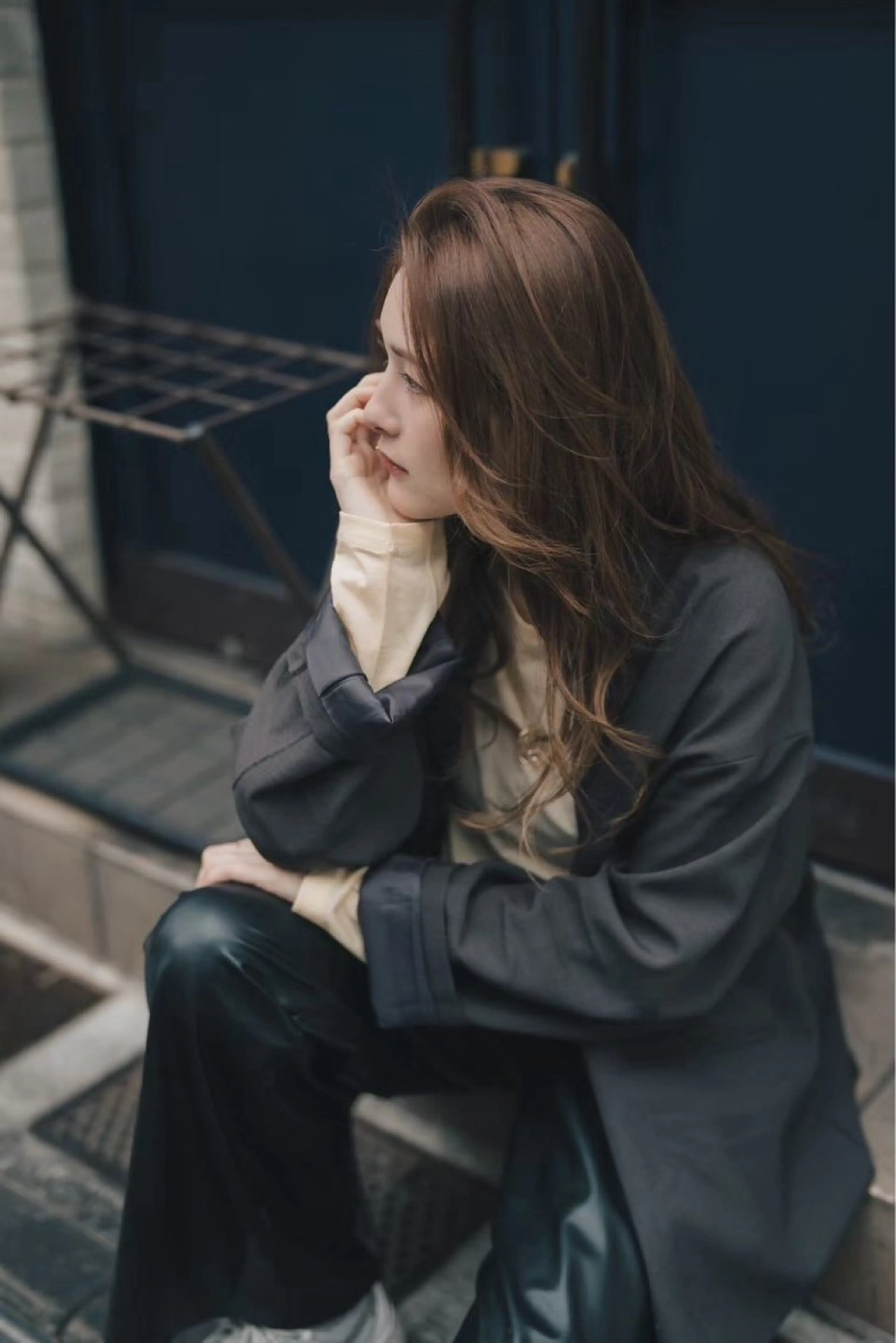 ロング 敏感肌カラー/斉藤 /かきあげバングのヘアスタイル