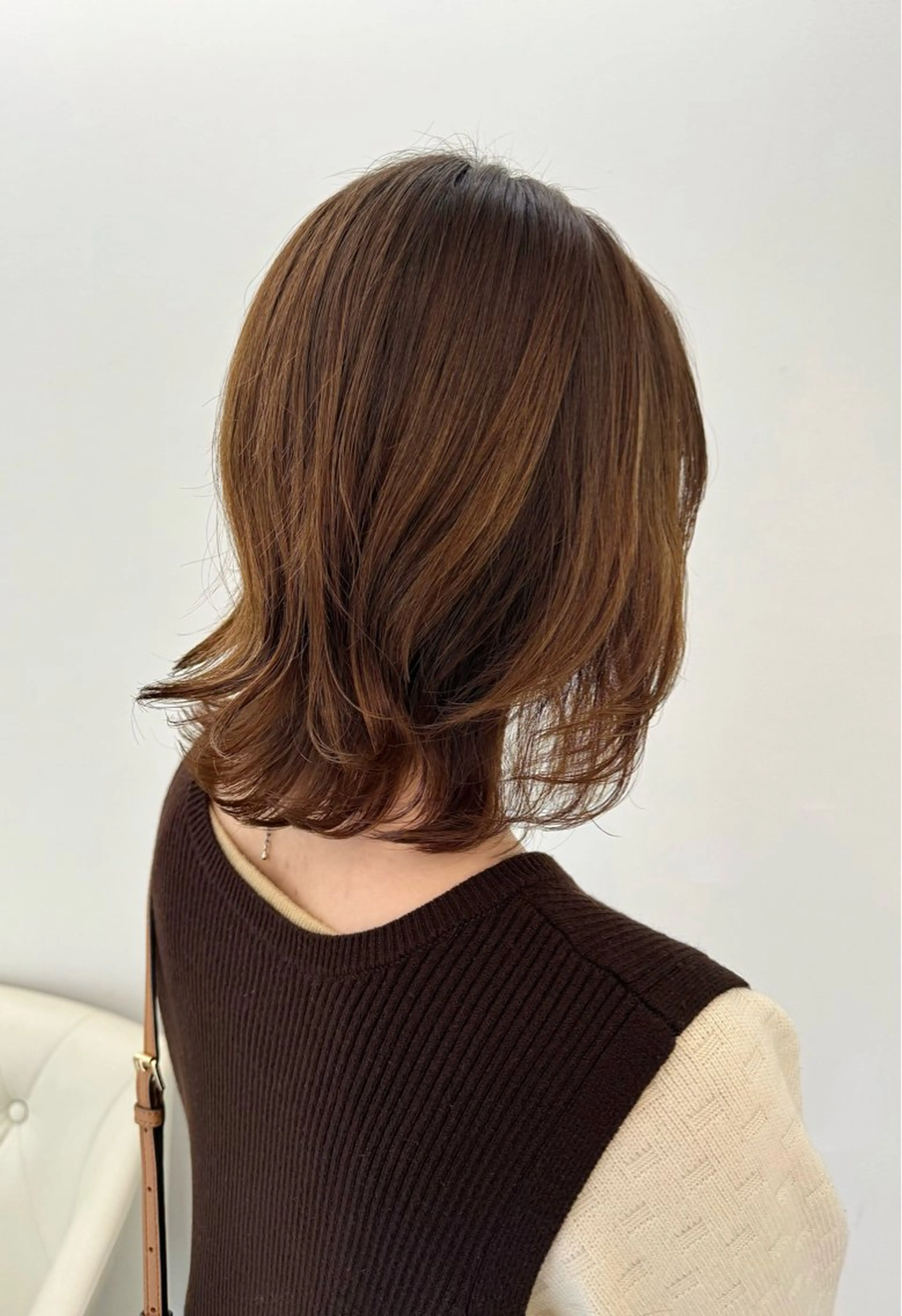 ミディアム カラー パーマ デジタルパーマ/ コテ巻き風パーマのヘアスタイル