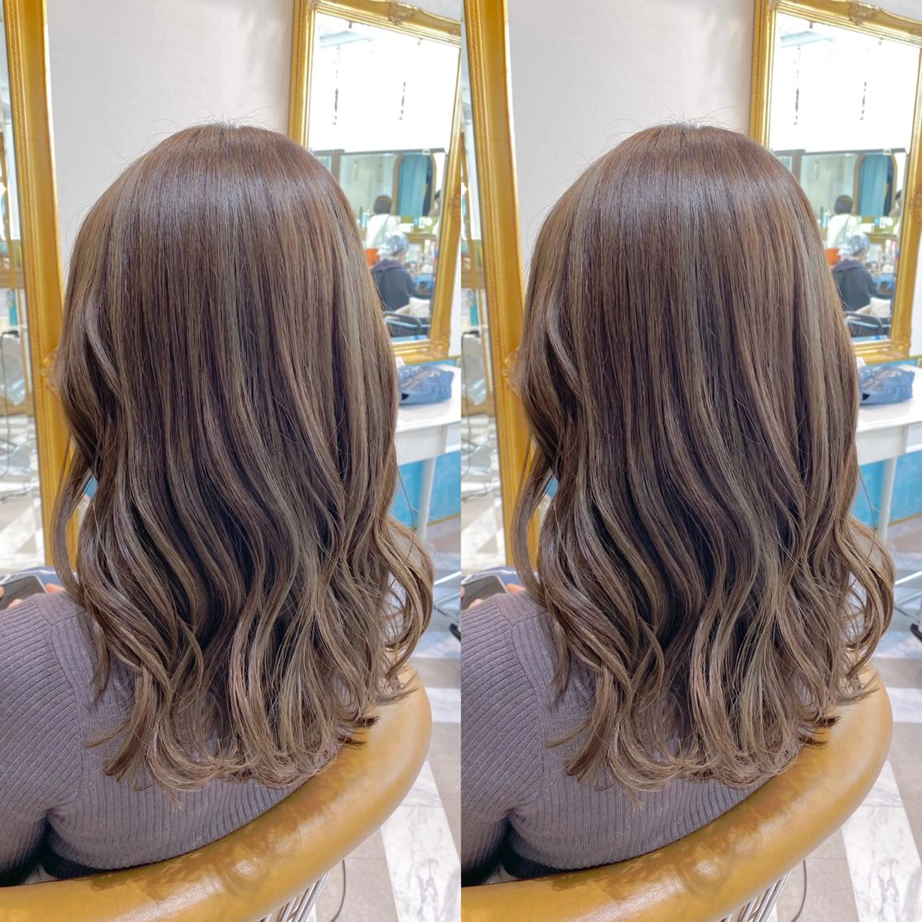 ミディアム ヘアカラー トリートメント レイヤーカット /透明感カラー西田のヘアスタイル