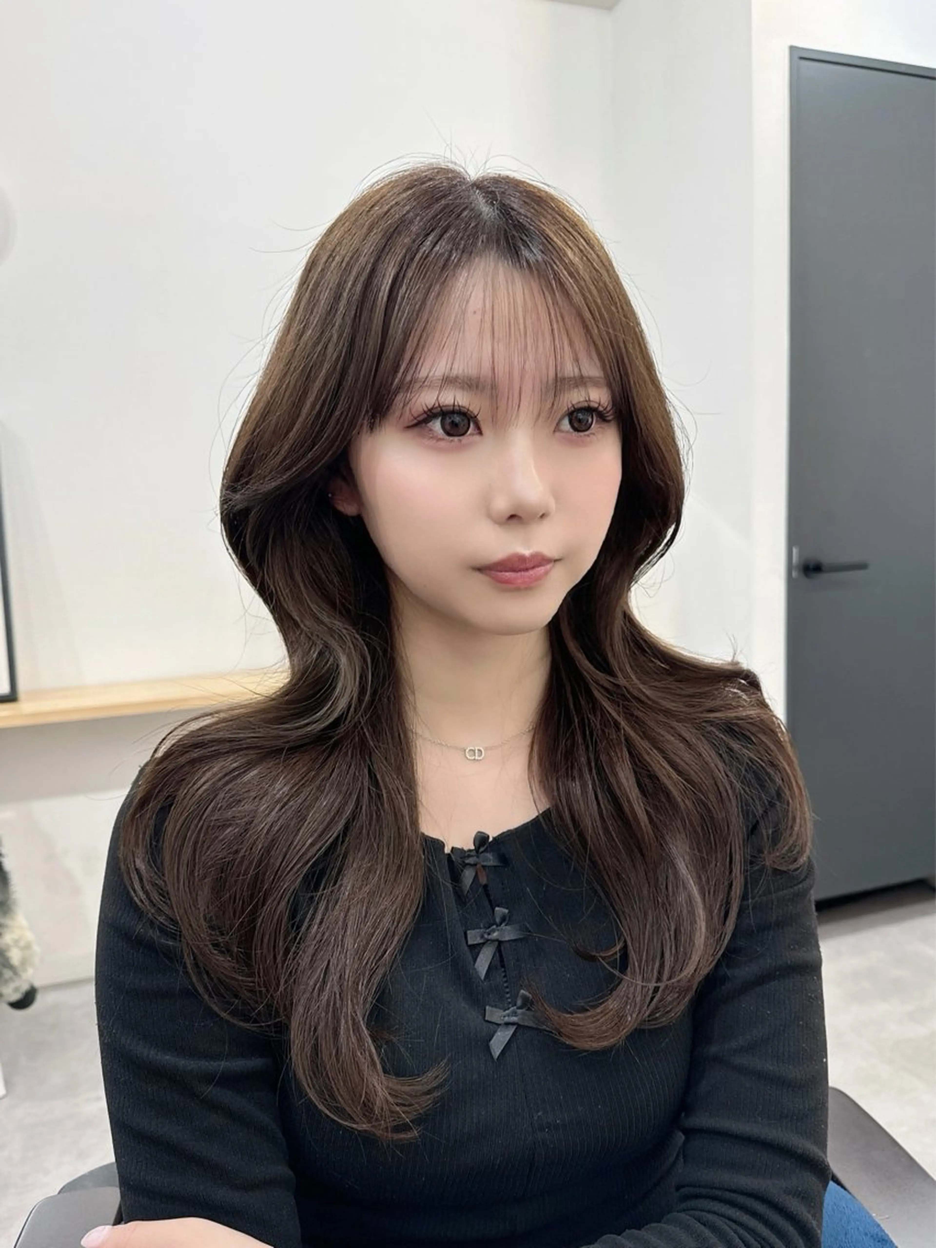 ロング カット ヘアカラー トリートメント ヘアセット のり🐼顔まわり/ 韓国/レイヤーカットのヘアスタイル