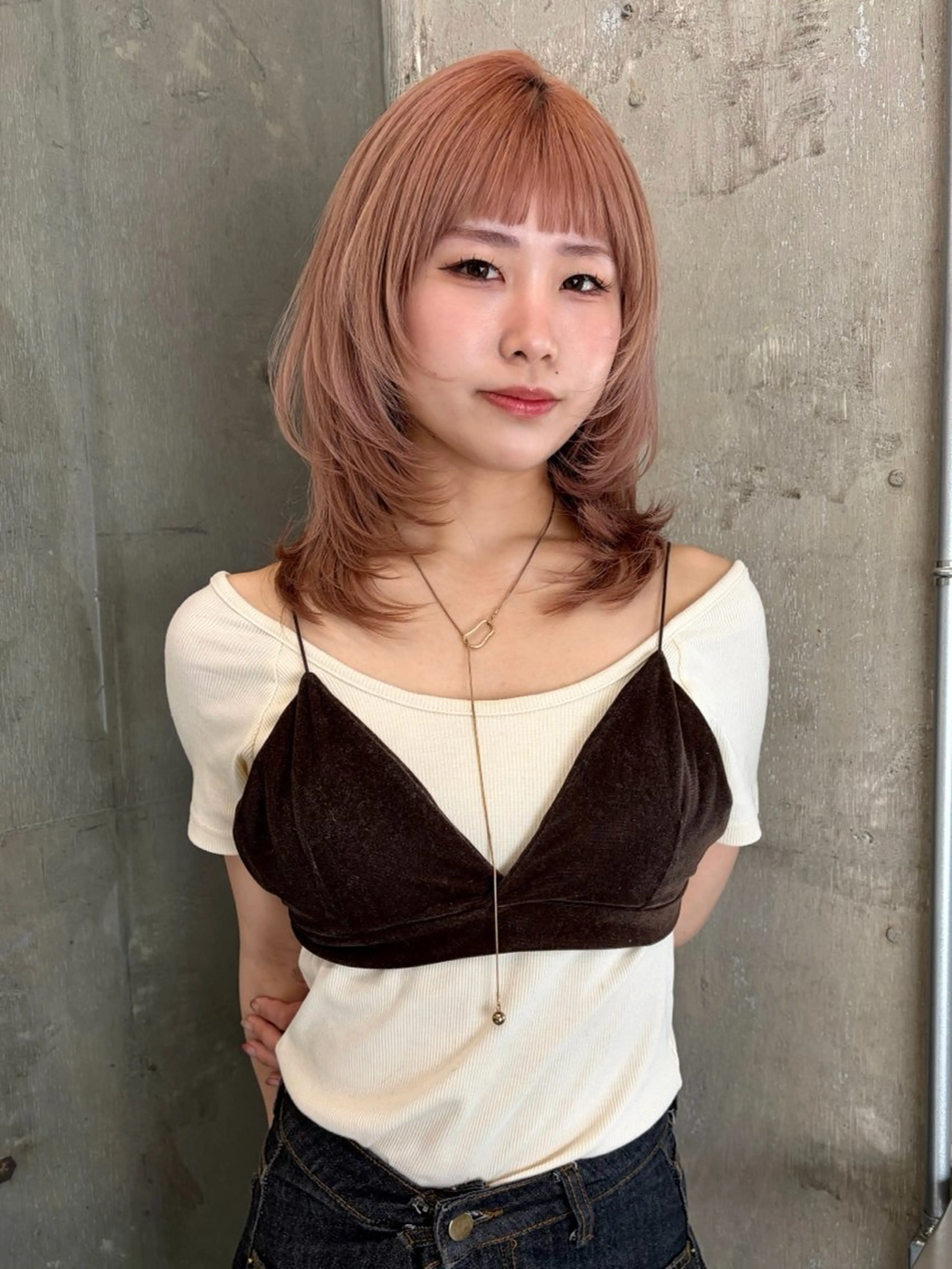 ミディアム カット ヘアカラー トリートメント RIN🎀レイヤー/ ボブ/オリーブカラーのヘアスタイル
