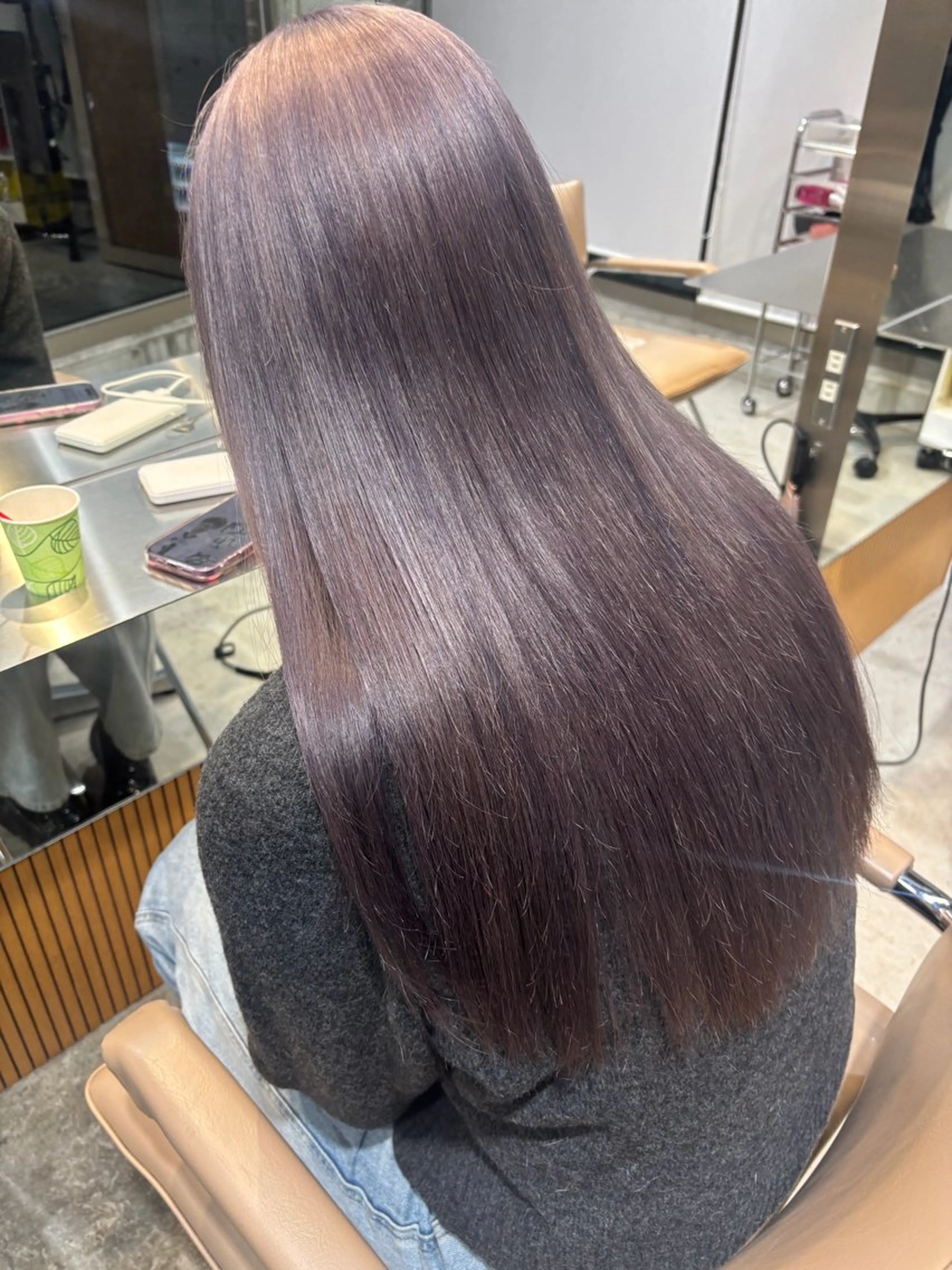 ロング カラー ヘアカラー つやつやブラウンカラ ーあすかのヘアスタイル