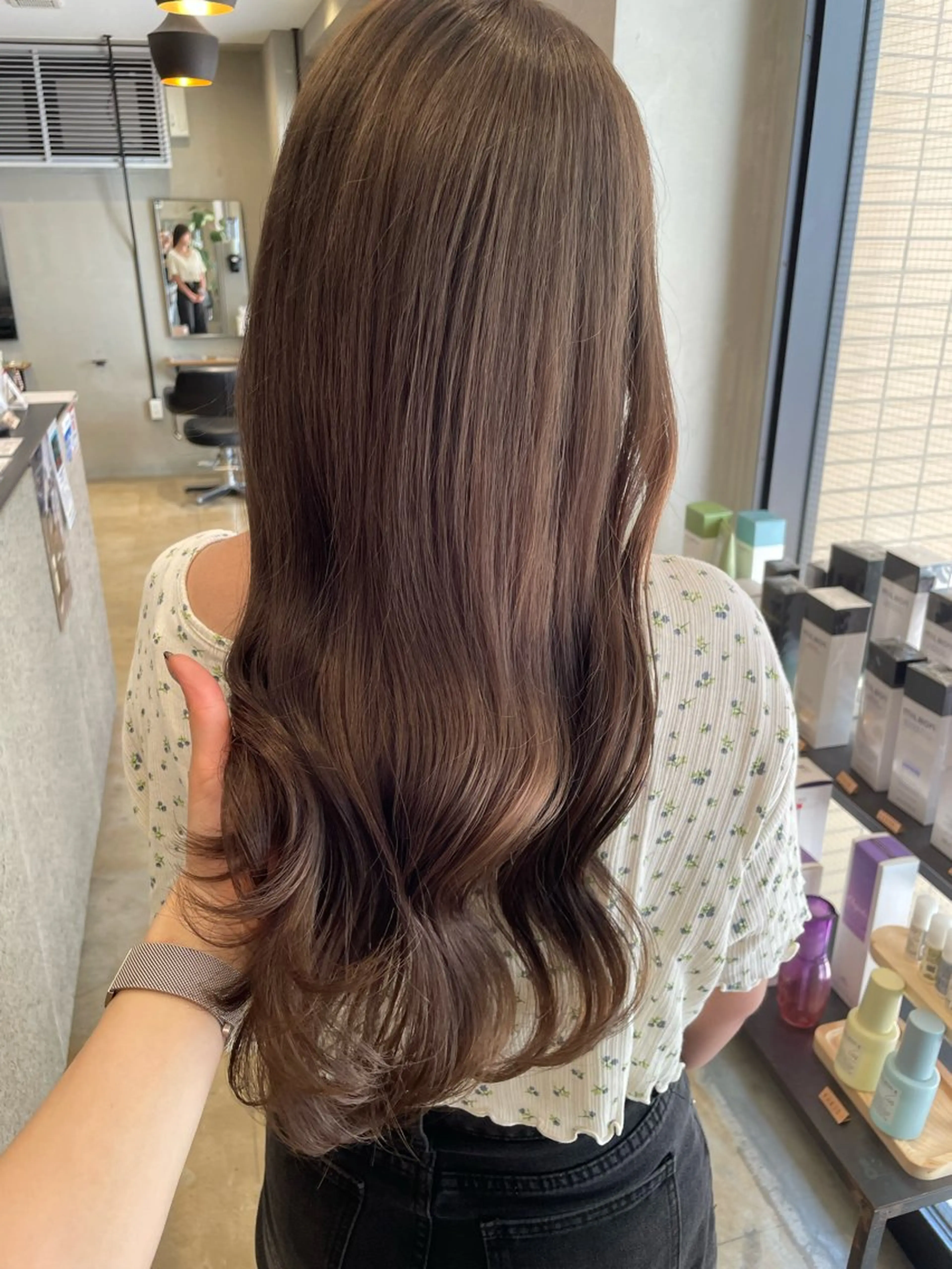 ロング カラー ブリーチ ブラウンカラー ココアブラウン ブリーチなしカラー 博多/ブリーチ/レイ ヤーカット/莉子のヘアスタイル