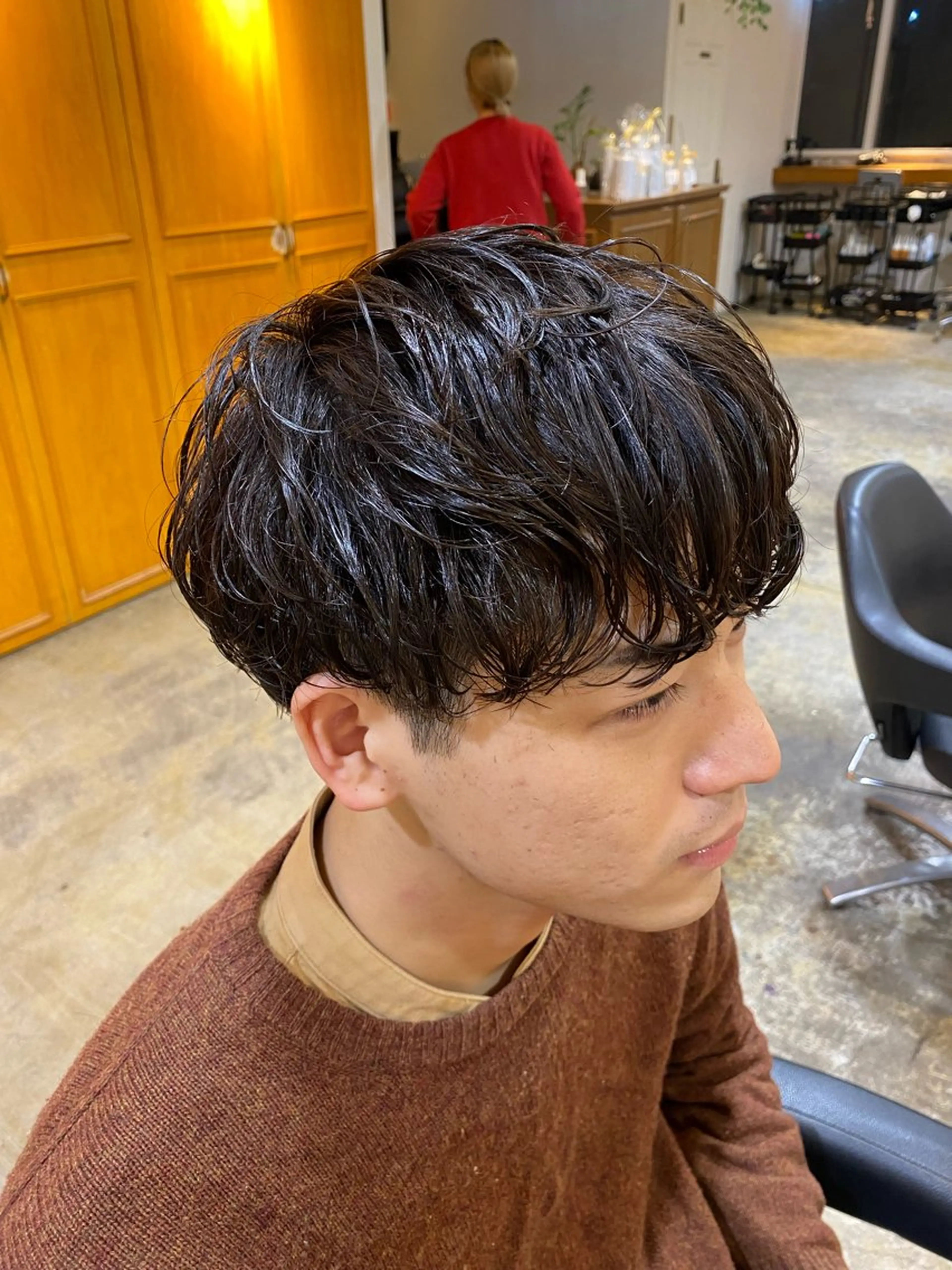 ミディアム パーマ メンズ カット パーマ トリートメント レイヤーボブ/ 艶カラー/サナ🌼のヘアスタイル