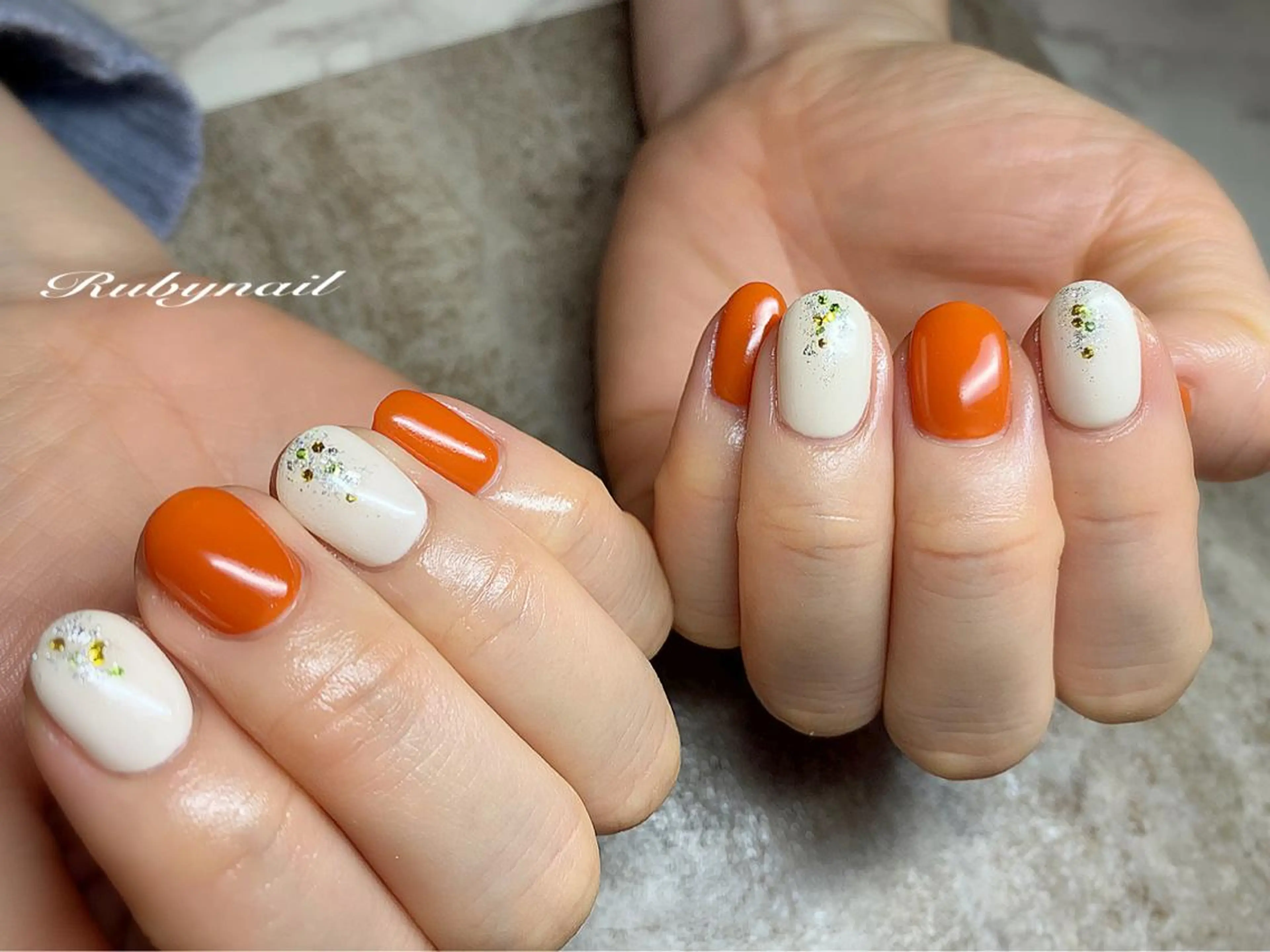 ネイル オレンジ プライベートサロン Rubynailのネイルデザイン