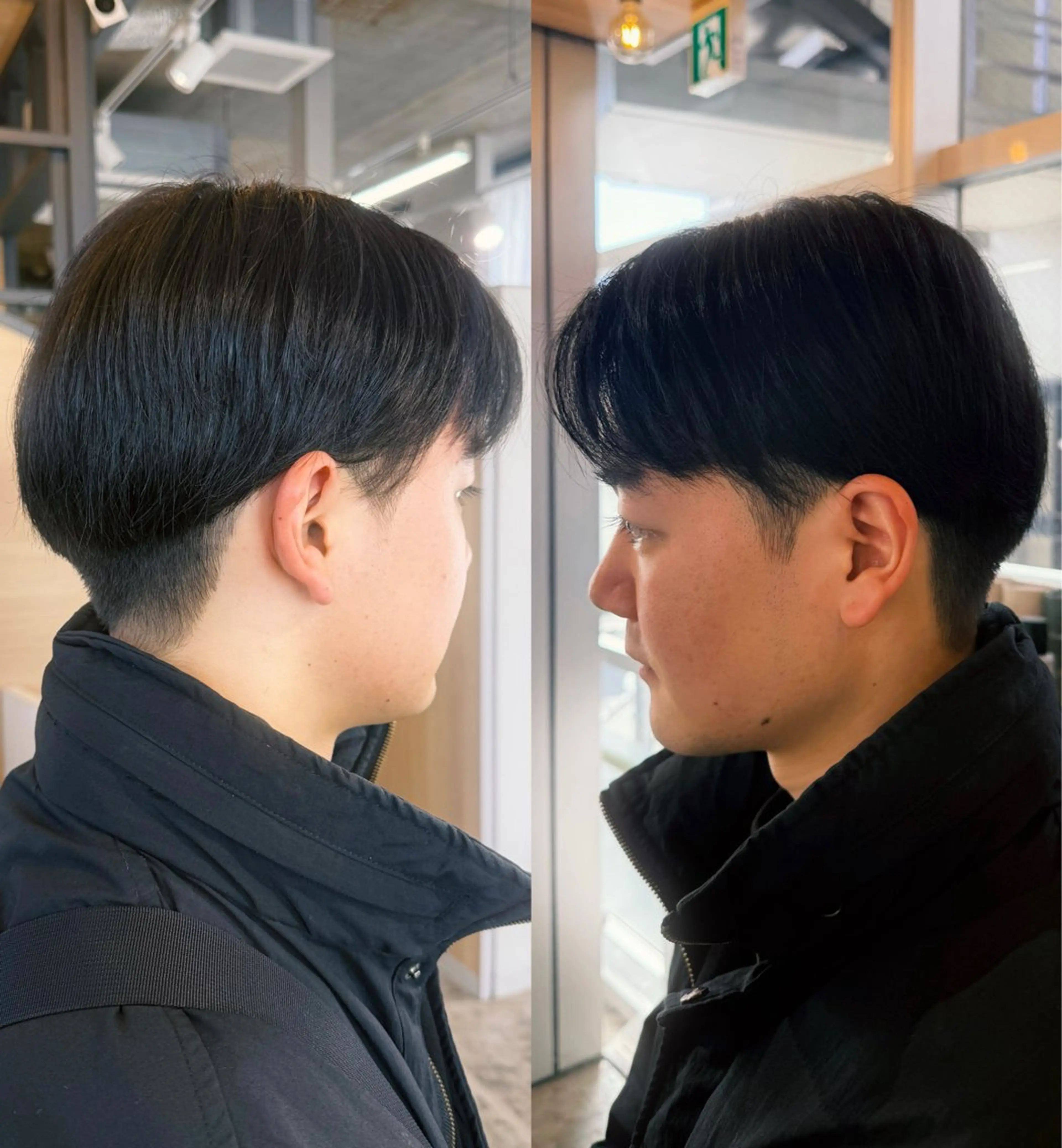 ショート メンズ センターパート ダウンパーマ フェザーパーマ メンズハイライト メンズインナーカラー 藤崎百道メンズカット Zina/森井唯央のヘアスタイル