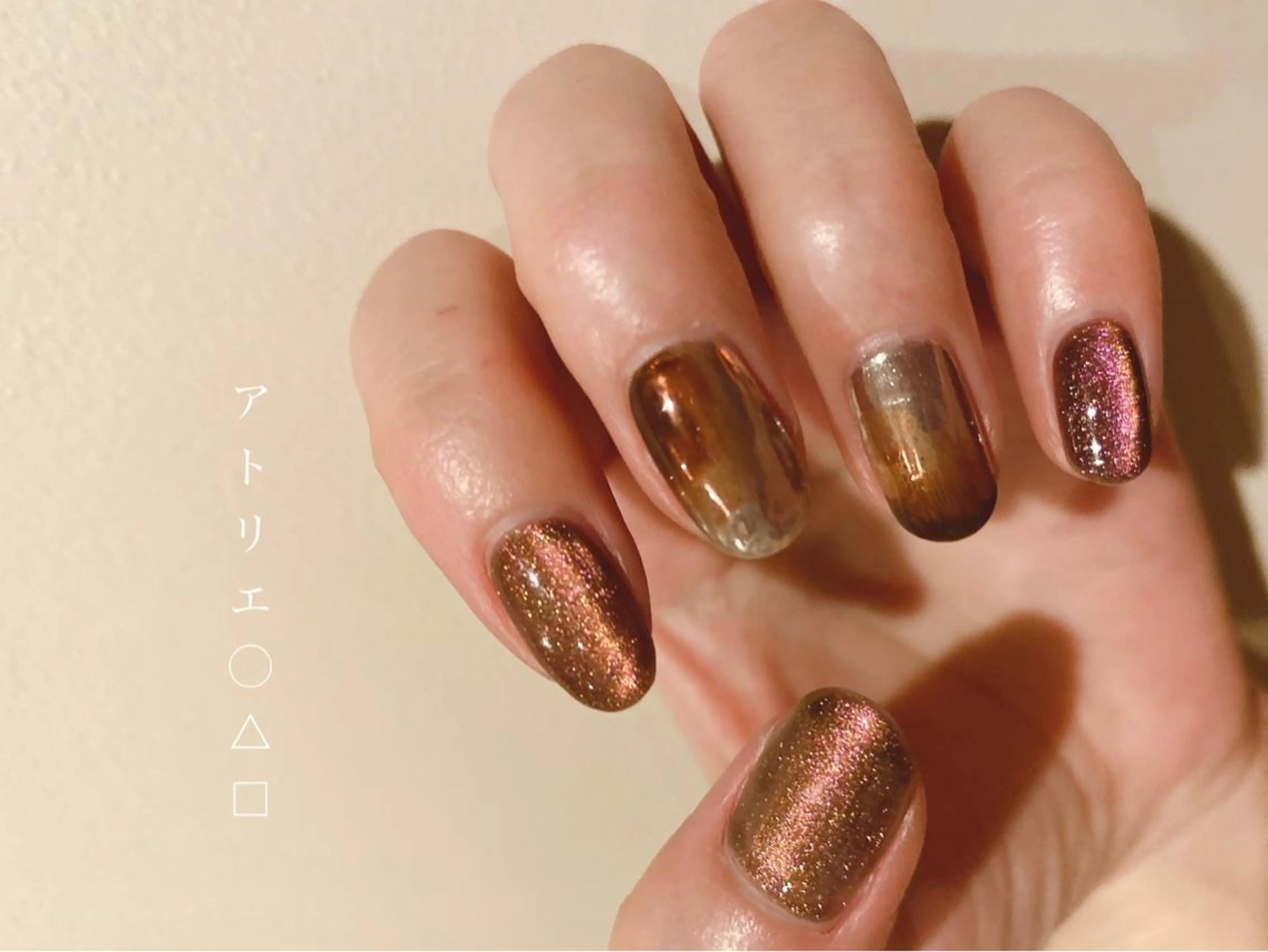 ネイル マグネットネイル ミラーネイル ハンドネイル アトリエ ○△□のネイルデザイン