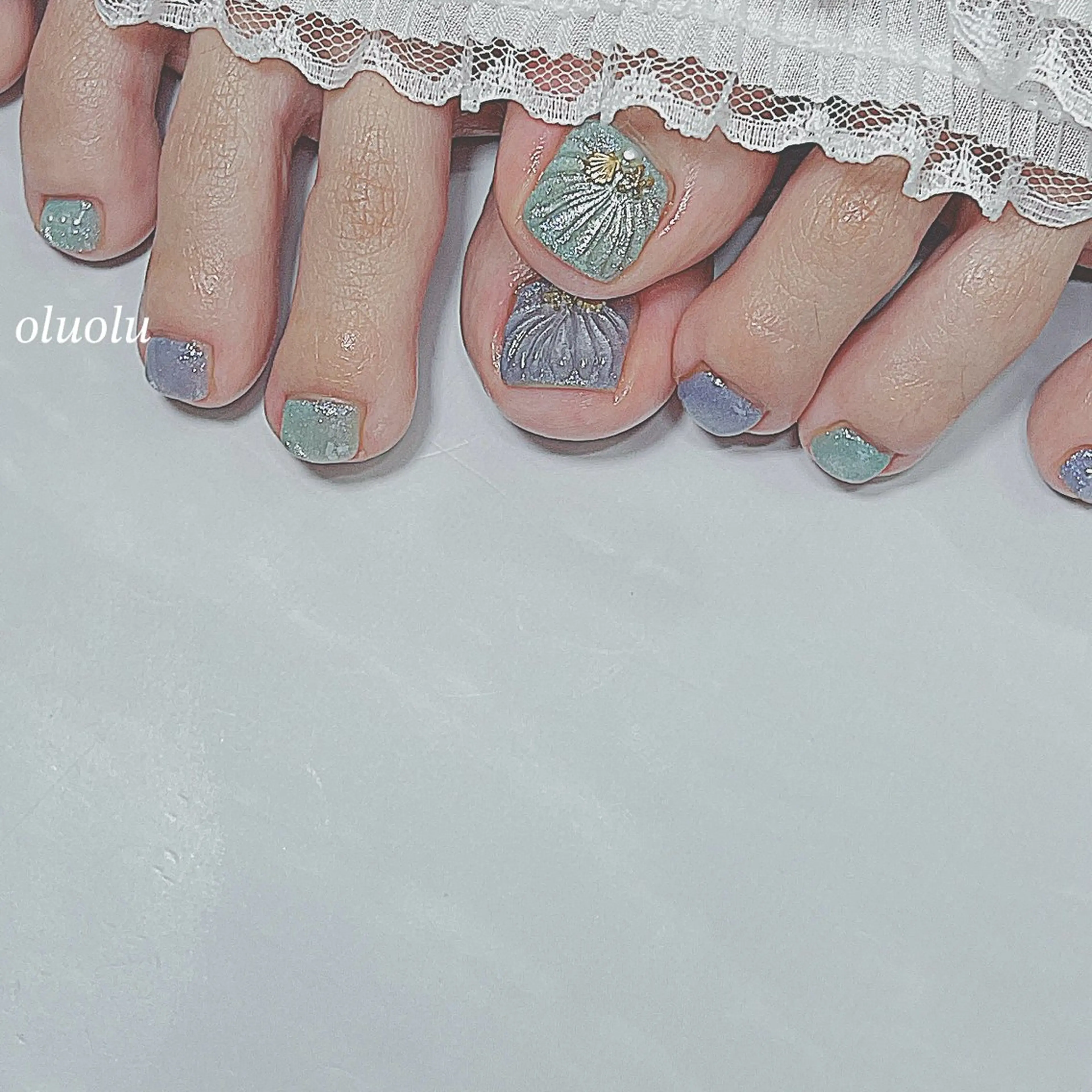 ネイル アートネイル フットネイル マグネットネイル ぷっくりネイル 夏ネイル 大村 紬華のネイルデザイン