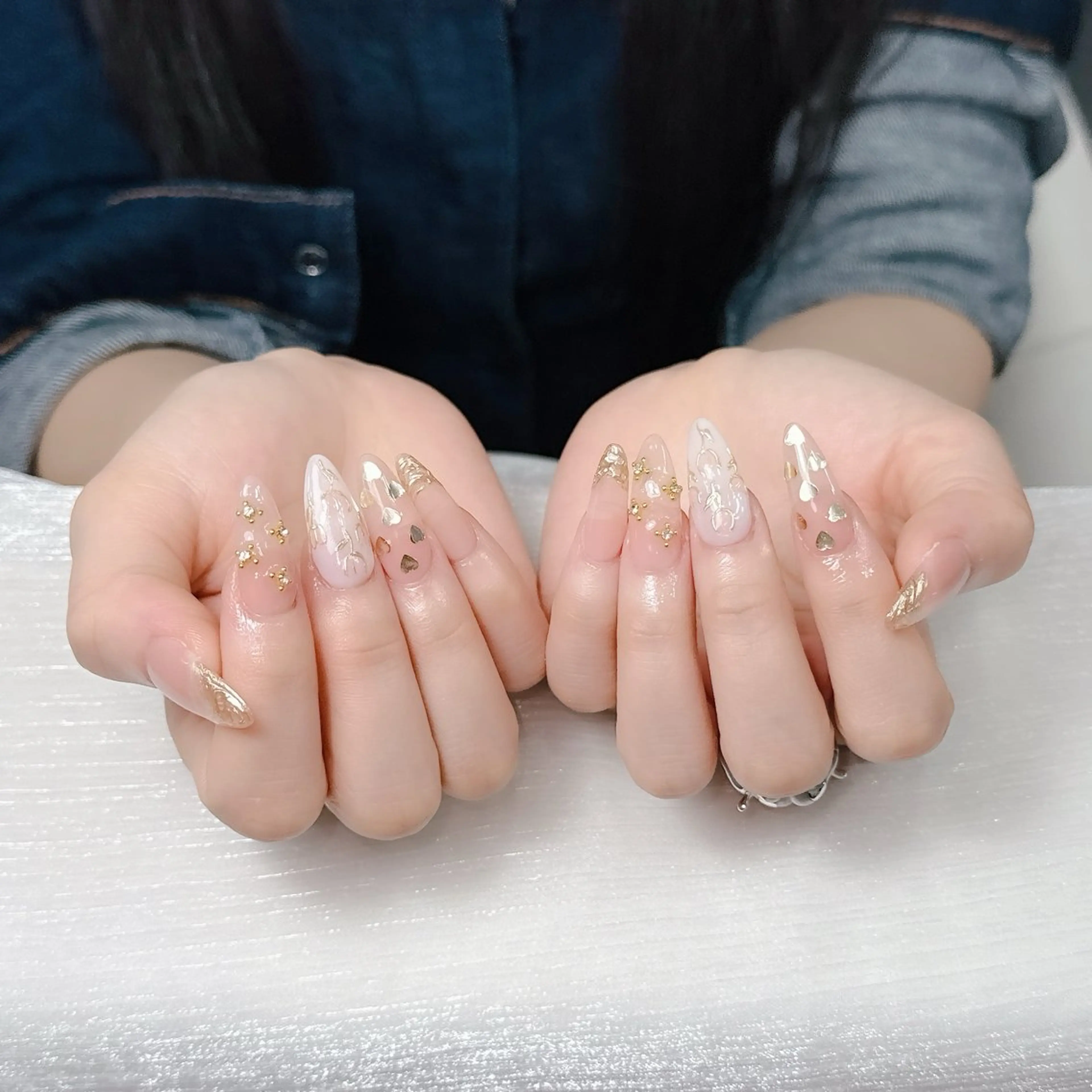 ネイル 長さ出し フレンチネイル 韓国ネイル レース マグネットネイル yuna ユナのネイルデザイン