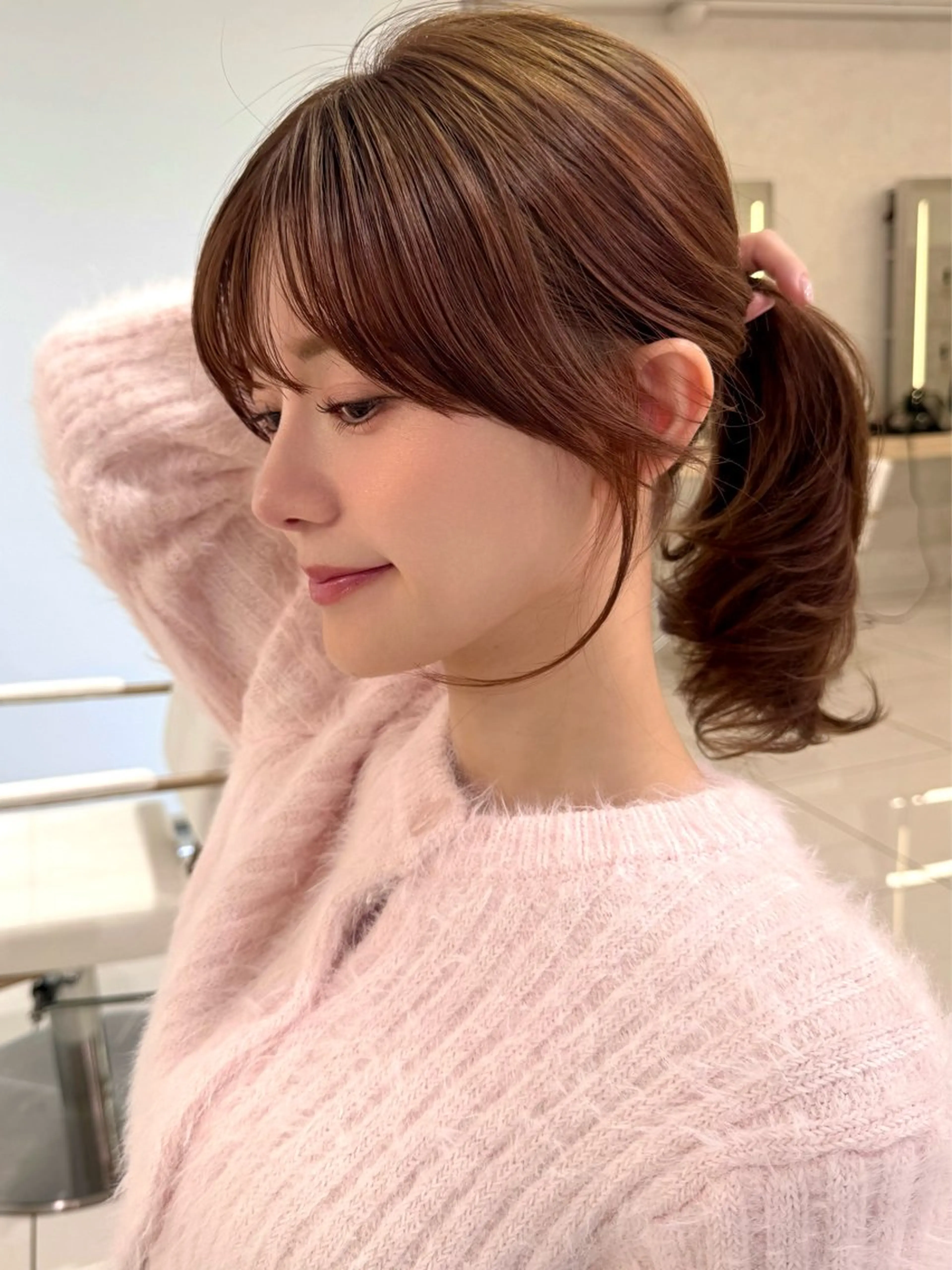 セミロング カラー カット ヘアカラー トリートメント 韓国レイヤー/ 顔まわり/西野和裕のヘアスタイル