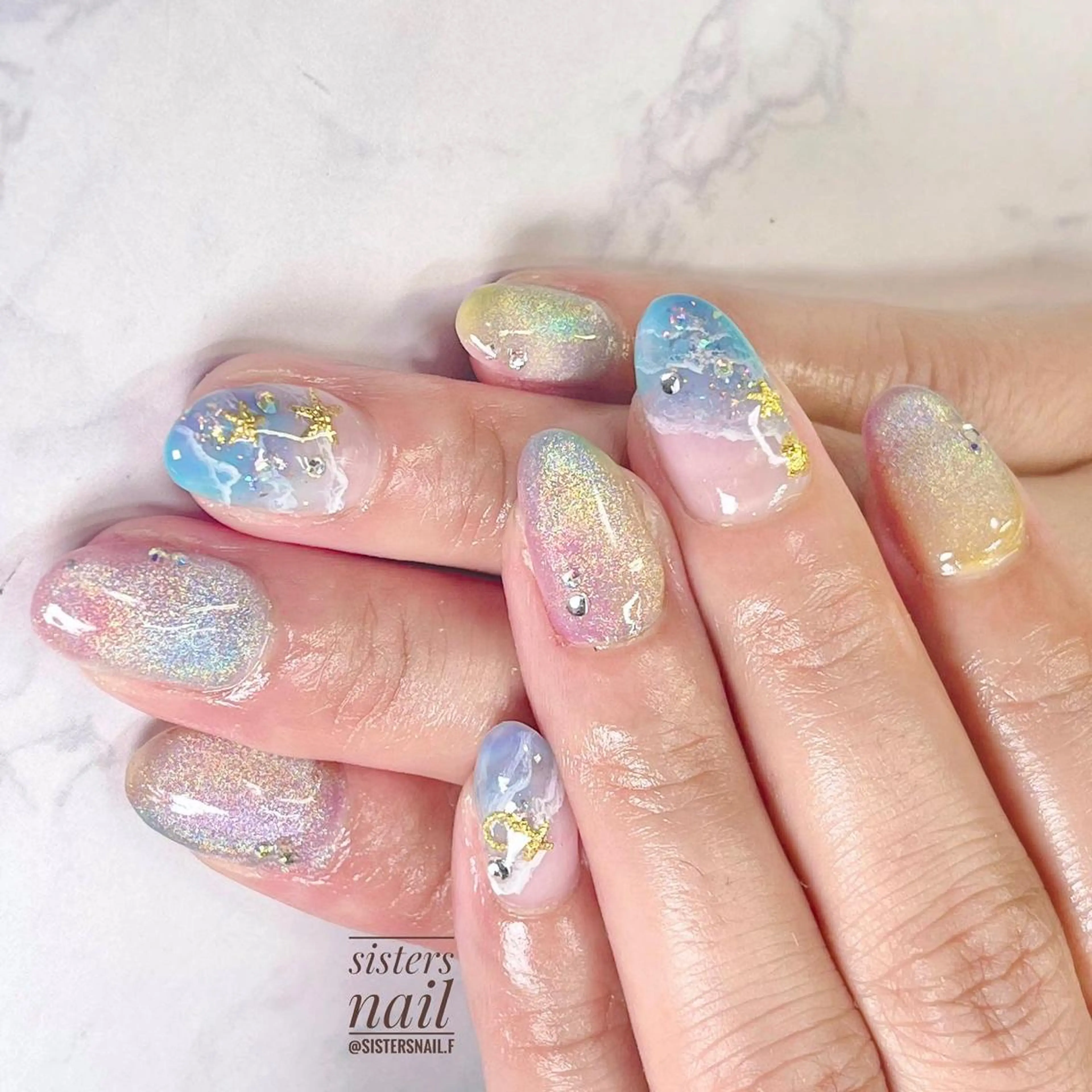 ネイル アートネイル マグネットネイル 夏ネイル sisters nail.fのネイルデザイン