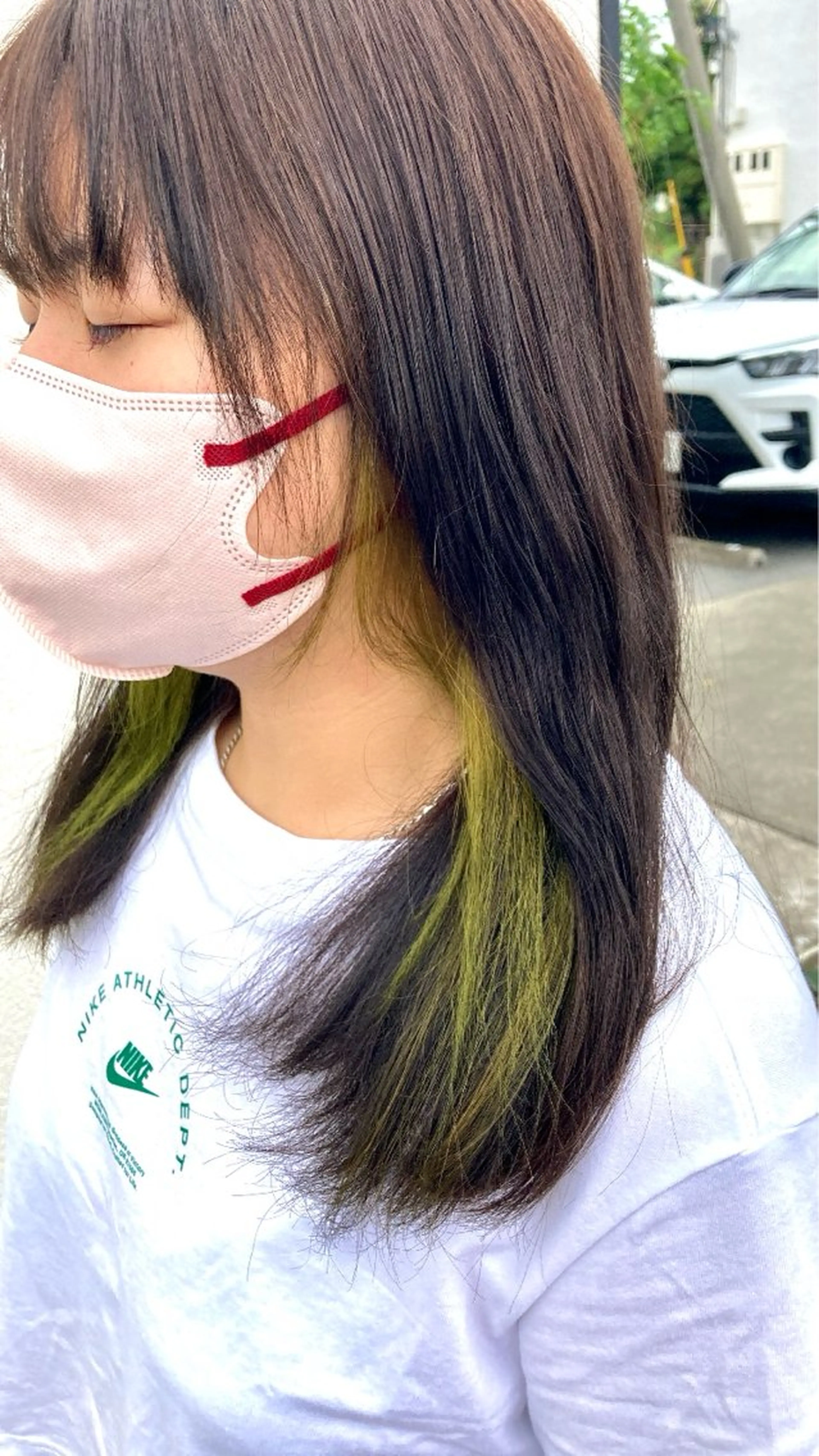 ミディアム カラー ミストバング 長谷川 朋樹のヘアスタイル