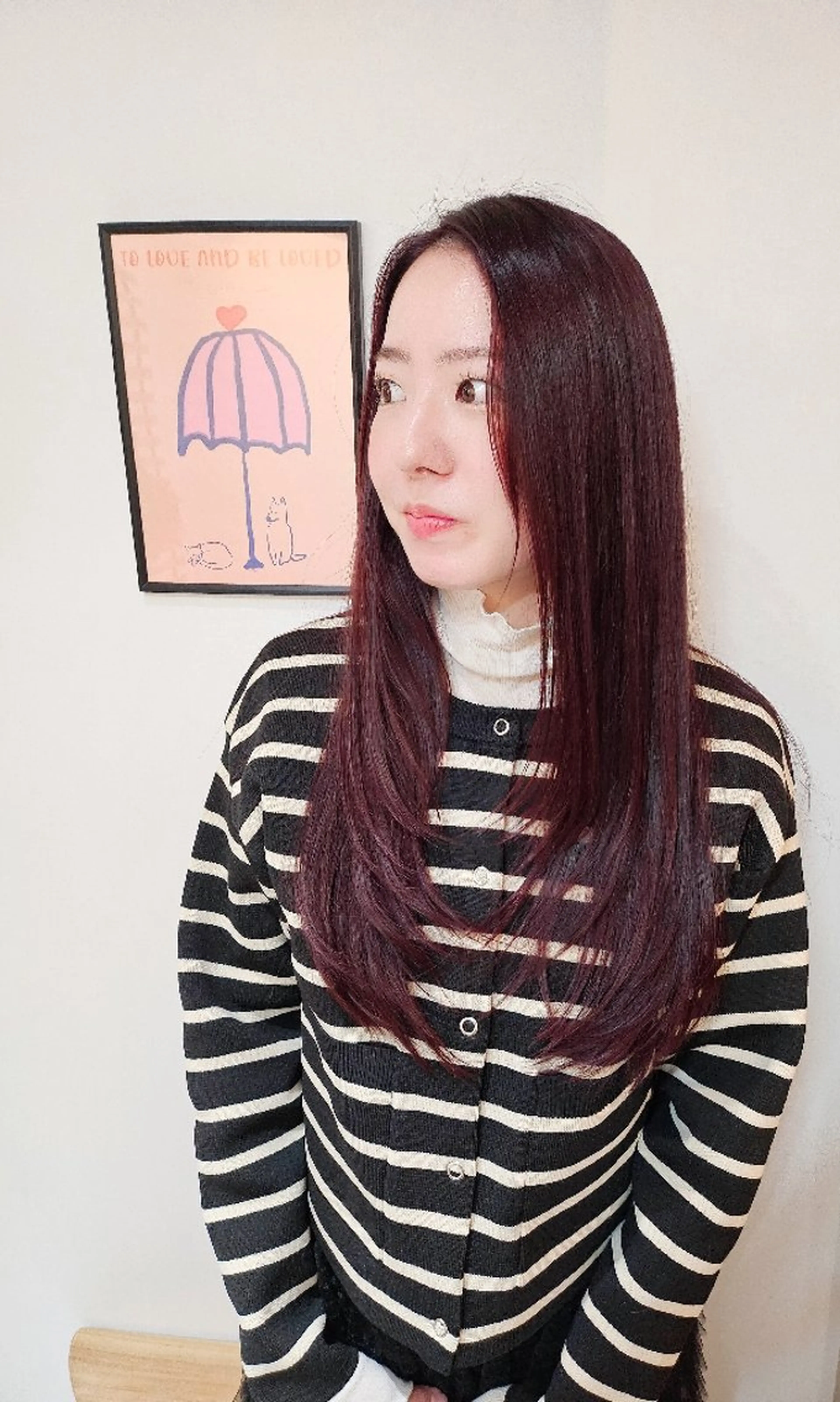 ロング カラー ブラウンカラー ピンクカラー 顔周りカット レイヤーカット ロング 透明感/ 美髪矯正/田中恭のヘアスタイル