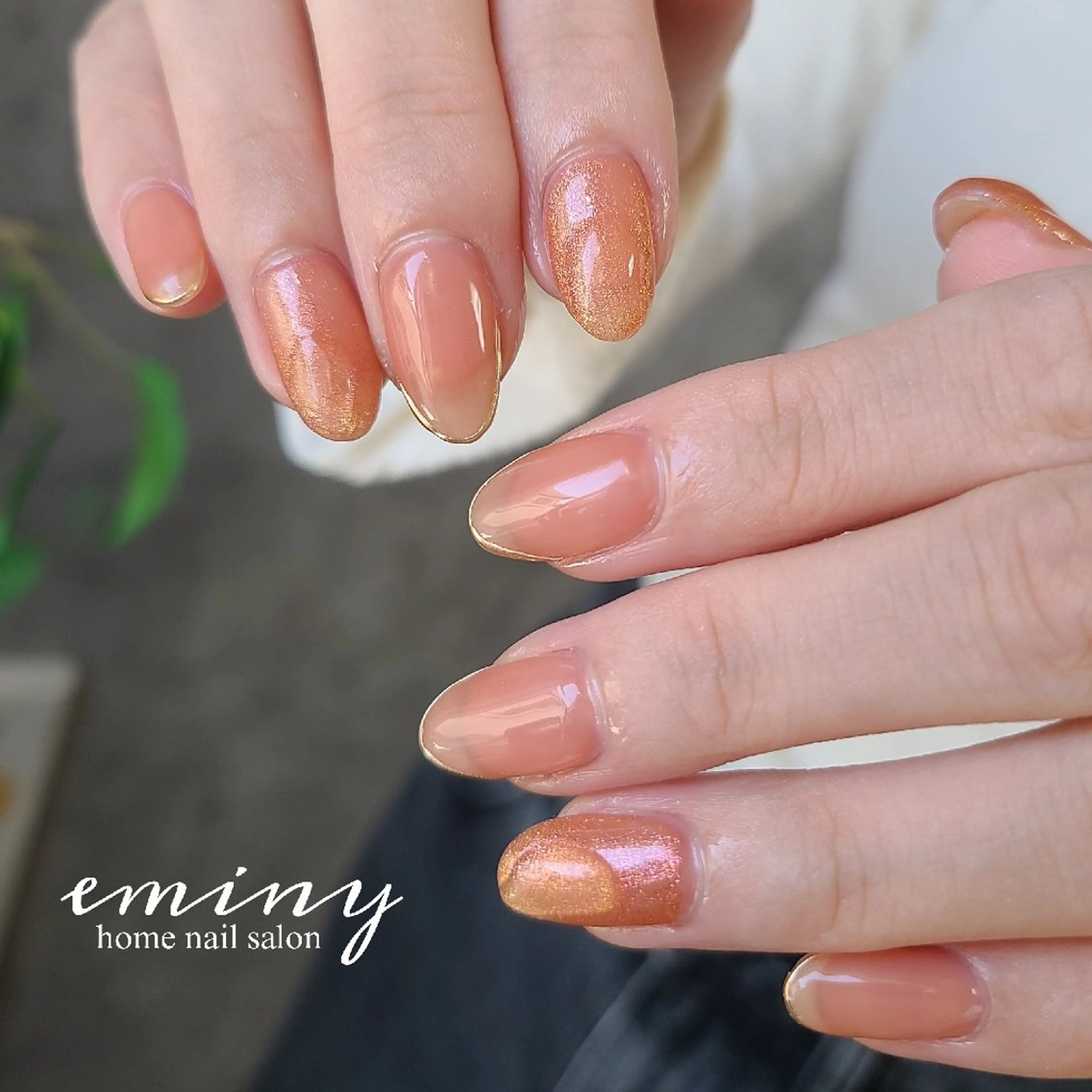 ネイル ジェルネイル 韓国ネイル ミラーネイル オフィスネイル ぷっくりネイル ハンドネイル nail salon  eminyのネイルデザイン