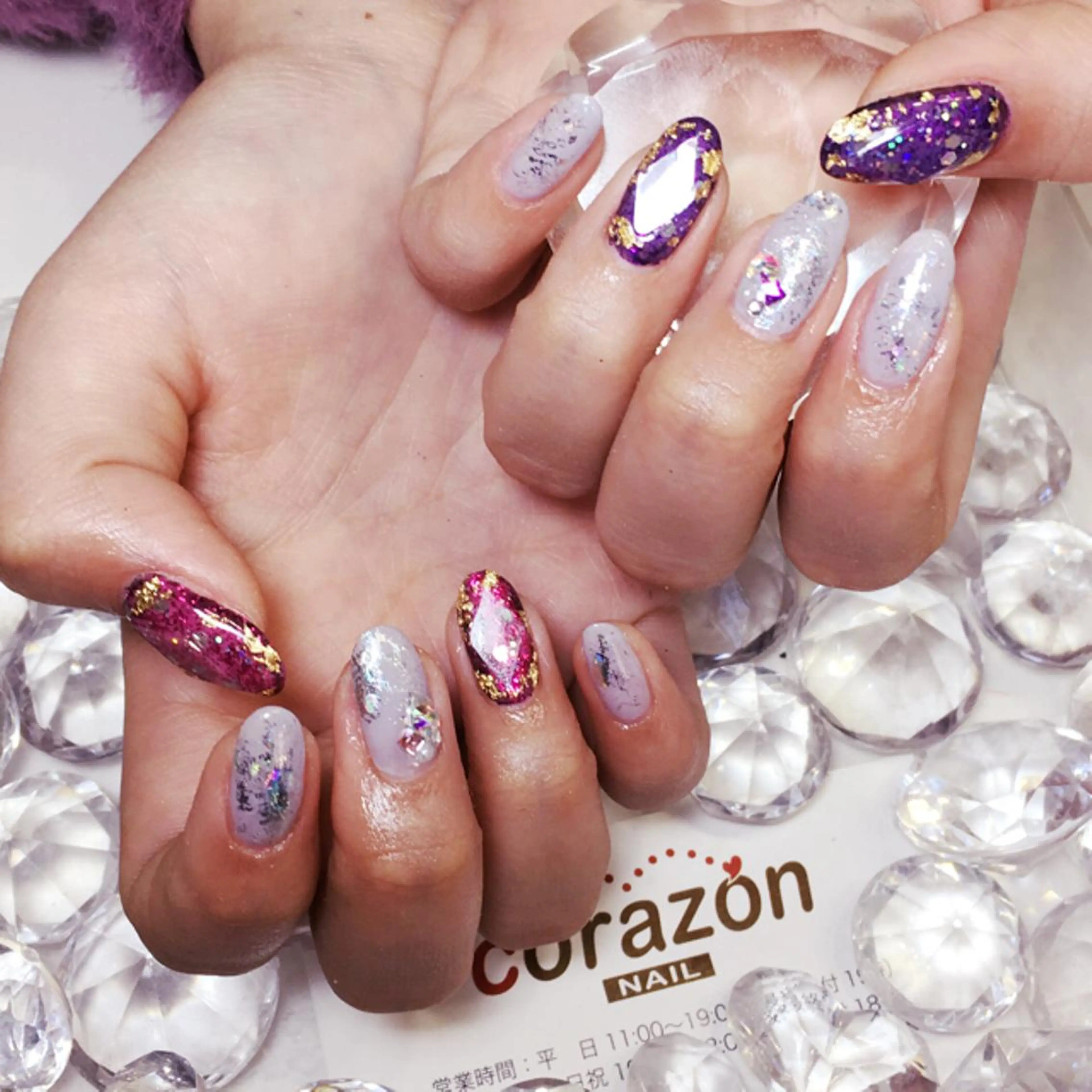 ネイル ピンク パープル corazon所属・ネイリスト aicoのネイルデザイン